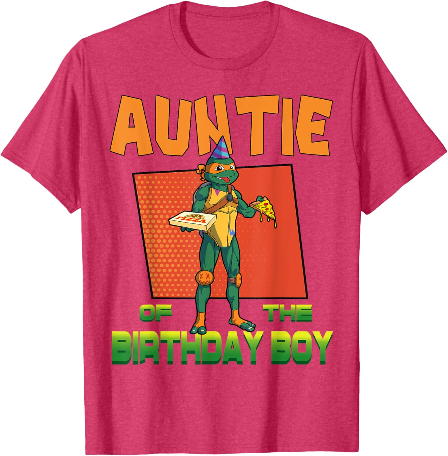 Mademark Teenage Mutant Ninja Turtles Mikey Pizza Party T-Shirt for Aunties - 8