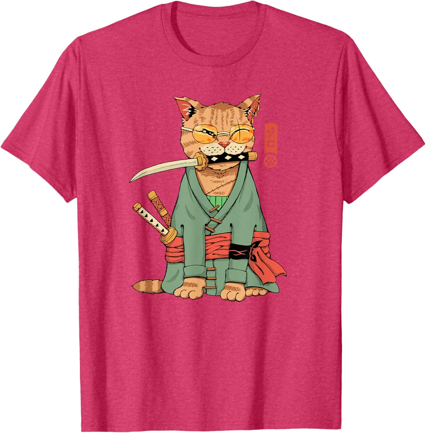 Cool Zoro Cat Warrior T-Shirt for Cat Lovers - Fun Cartoon Design - 18