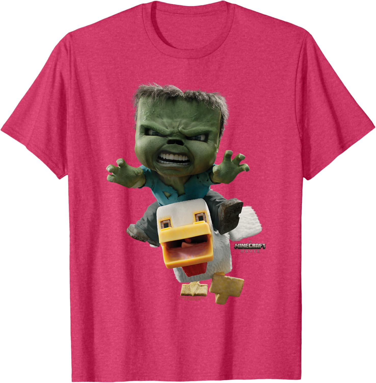 Cool Minecraft Movie Chicken Jockey Baby Zombie Attack T-Shirt for Kids - 12