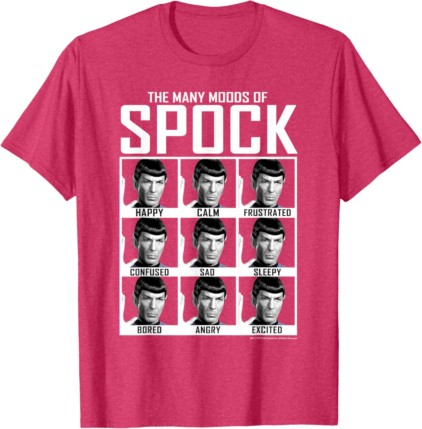 Star Trek Spock Moods Textbook T-Shirt for Fans of Classic Sci-Fi Fashion - 12