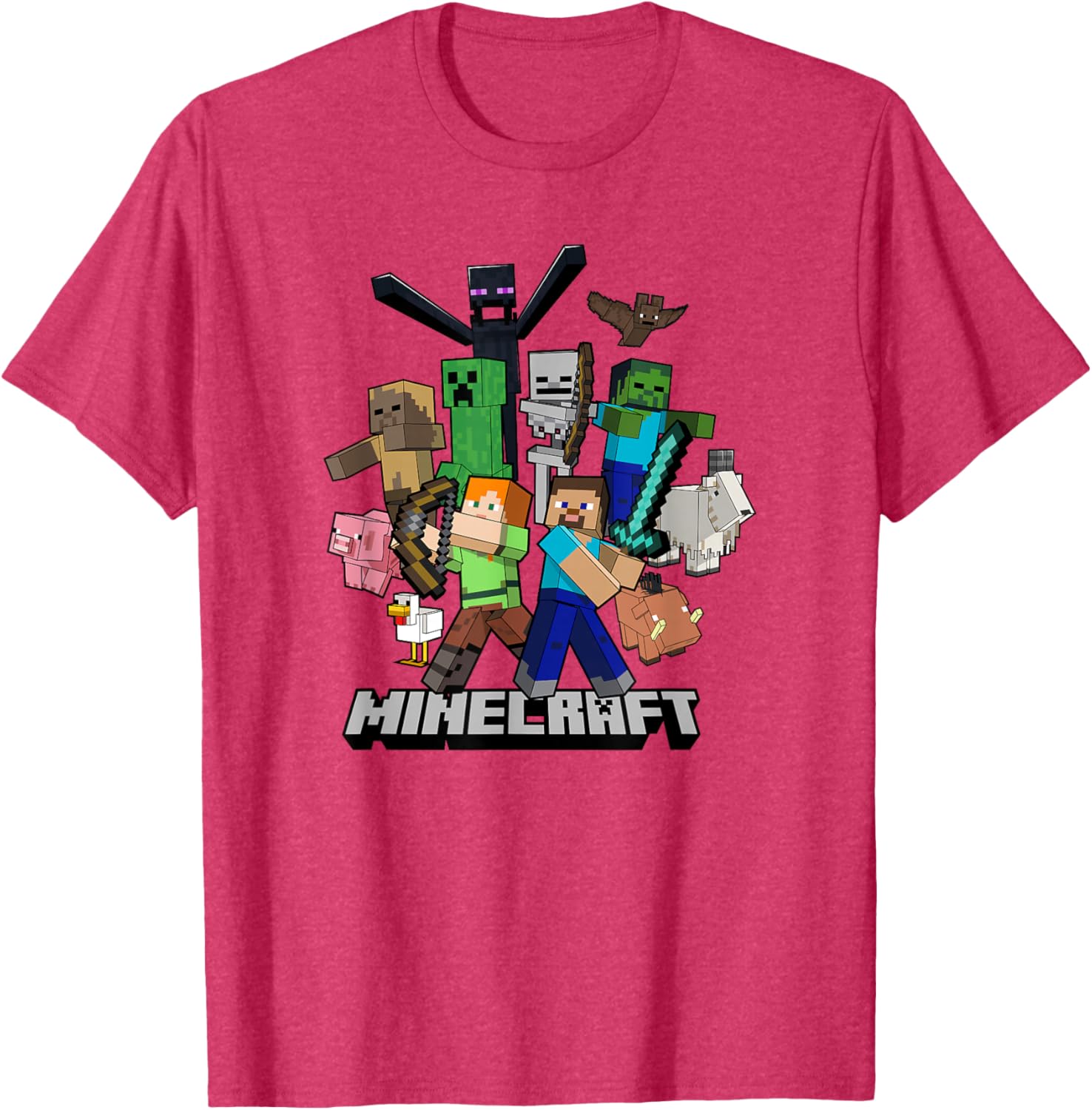 Minecraft Heroes and Enemies Group Shot T-Shirt for Fans and Gamers - 2