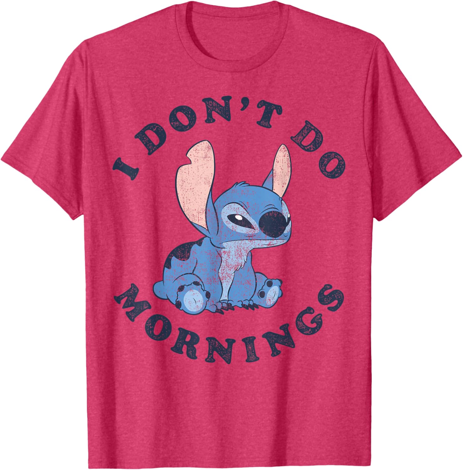 Disney Lilo & Stitch I Don't Do Mornings Distressed T-Shirt for Fans - 5