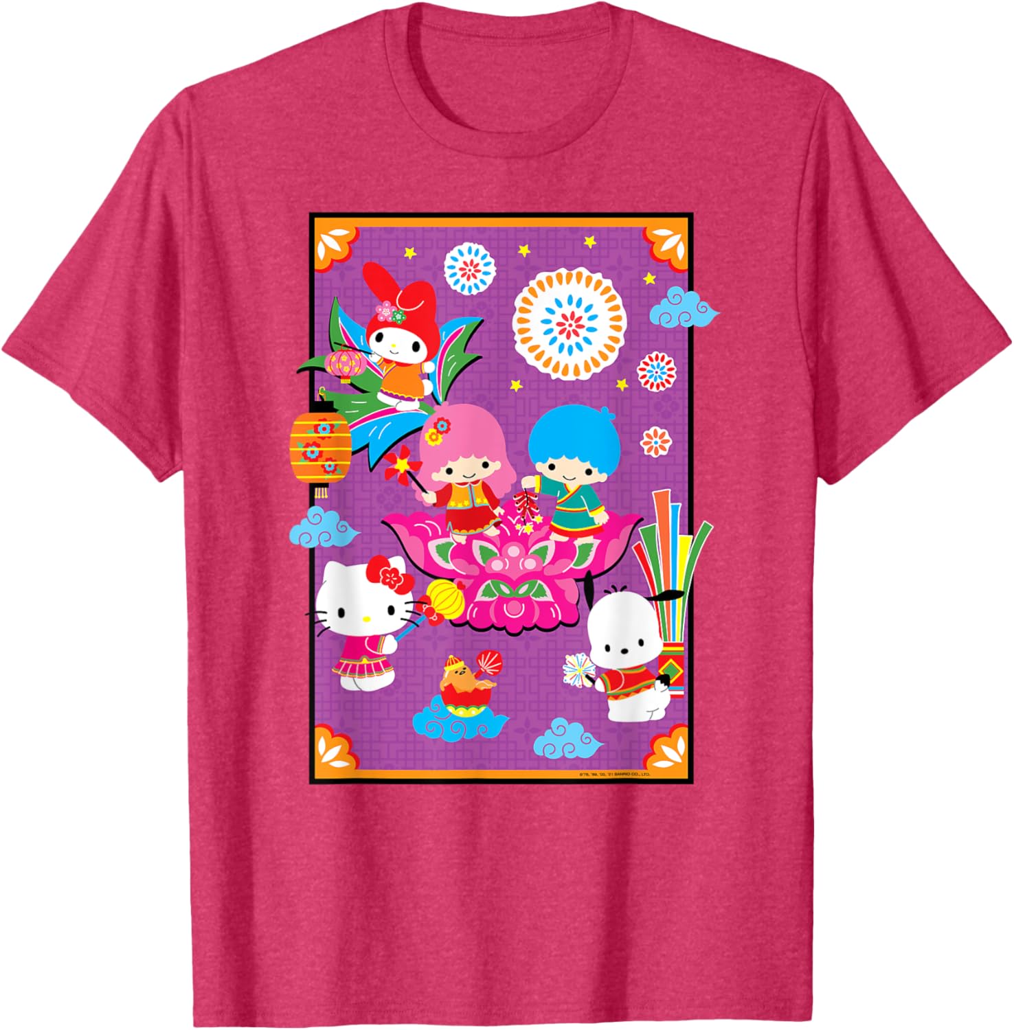 Hello Kitty & Friends Lunar New Year T-Shirt for Adults - Black, Small - 19