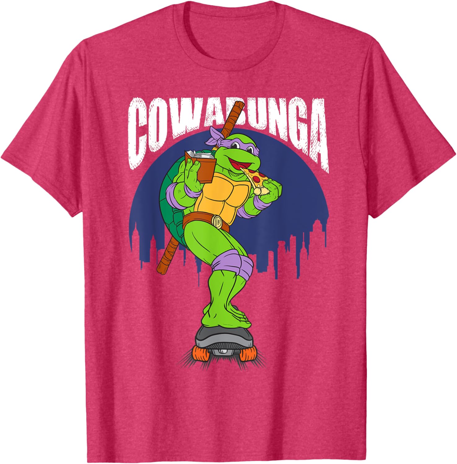 Cowabunga Donatello on Skates Pizza T-Shirt for TMNT Fans - 15