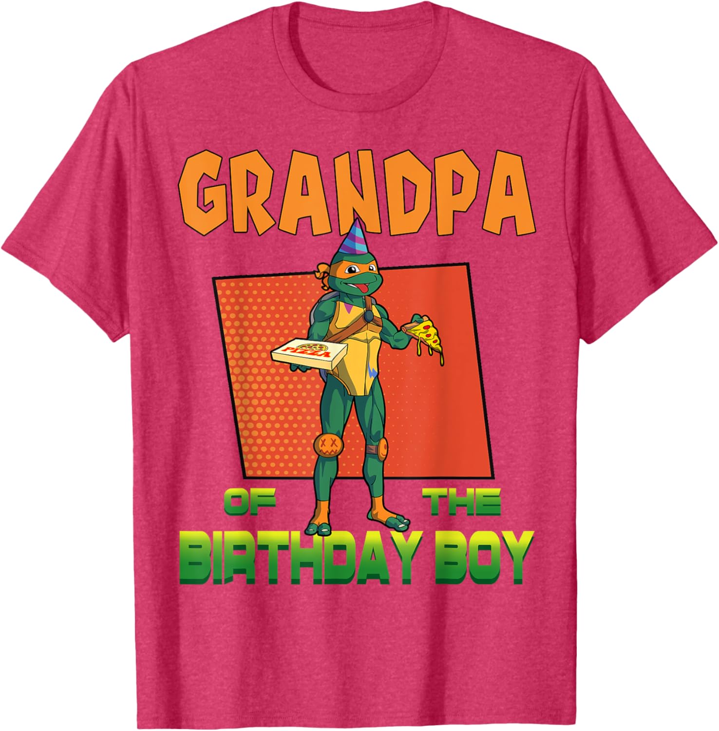 Mademark X TMNT Mikey Grandpa Birthday Pizza Party T-Shirt for Kids - 2