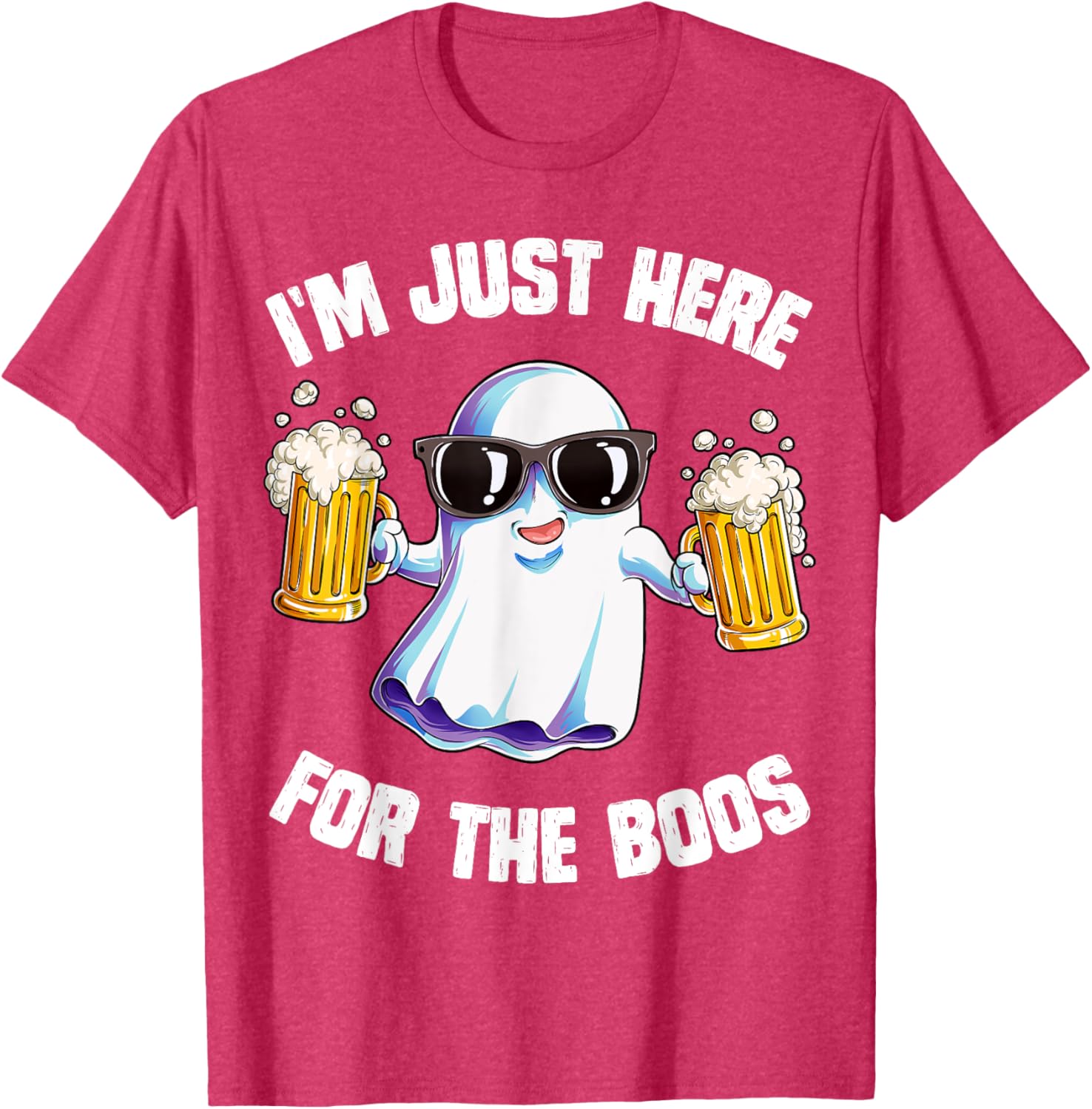Funny Halloween Ghost T-Shirt for Men and Women I'm Just Here For The Boos - 1