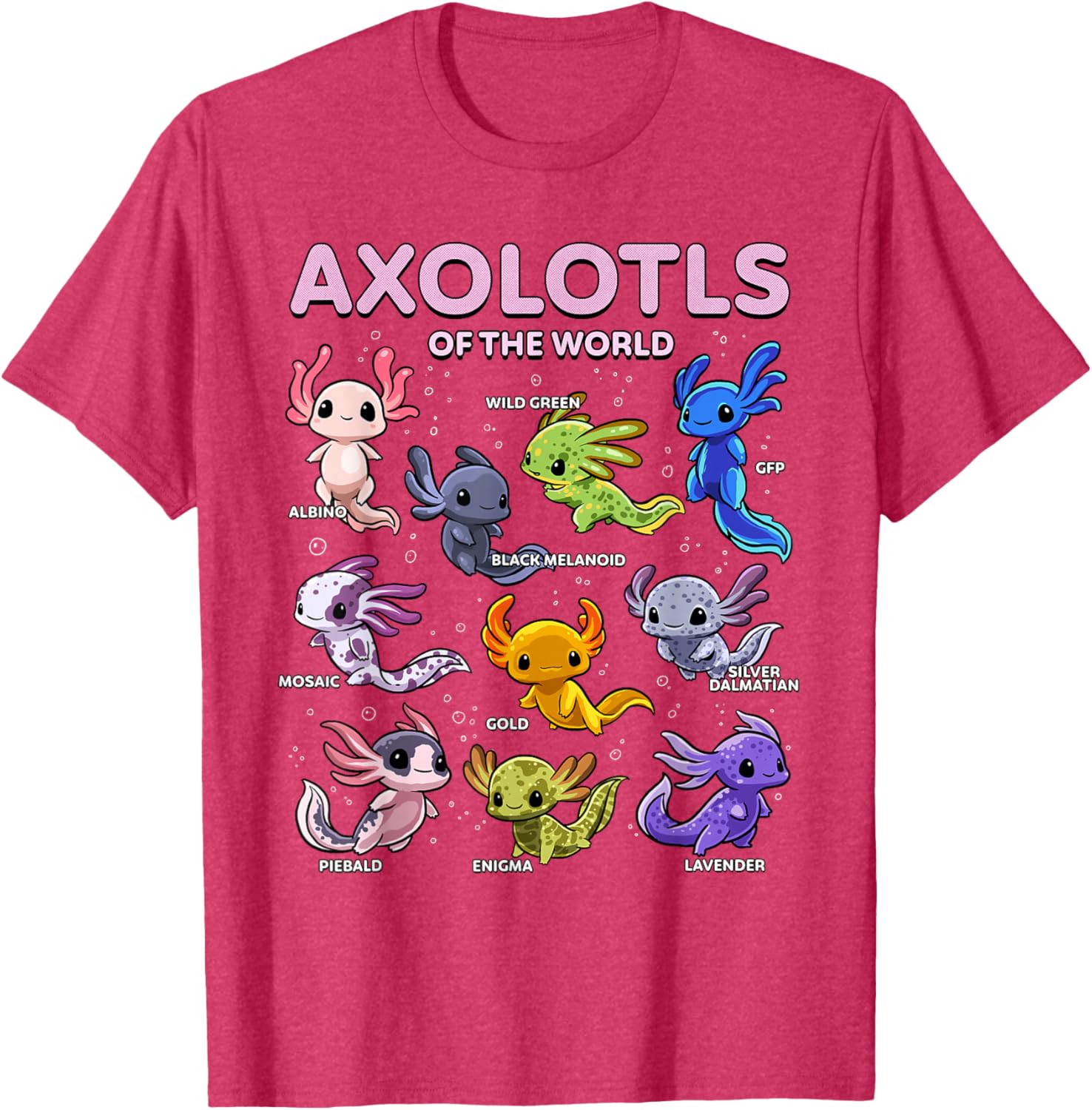 Kawaii Axolotl T-Shirt for Animal Lovers | Cute Axolotls of the World - 14