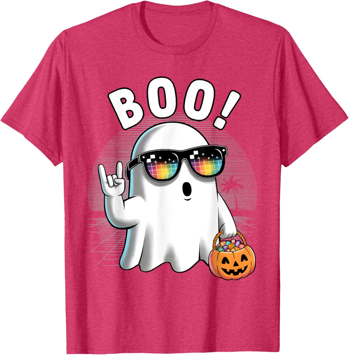 Rock Ghost Retro Halloween Pumpkin T-Shirt for Fun Spooky Style - 17