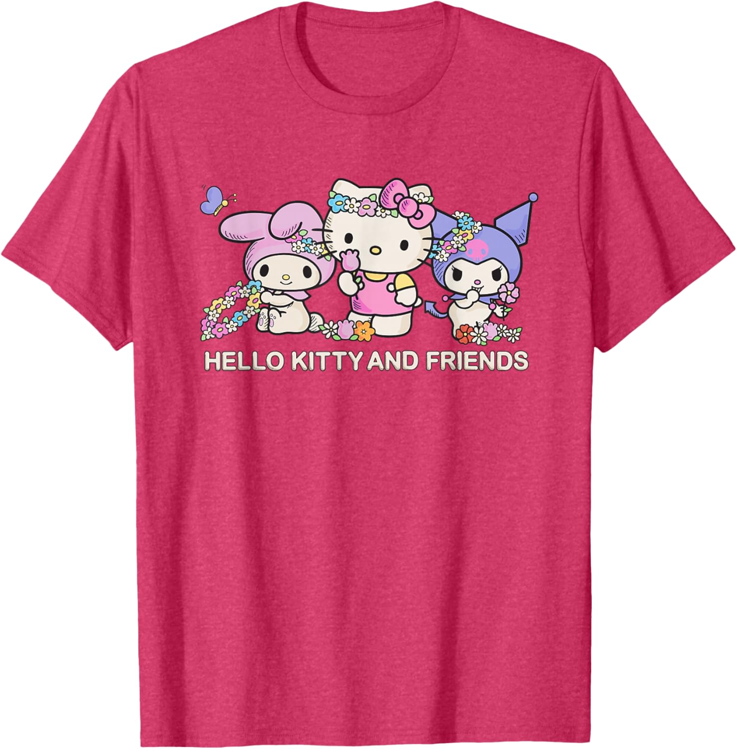 Hello Kitty and Friends Flower Crowns T-Shirt in Black for Kids Small - 17