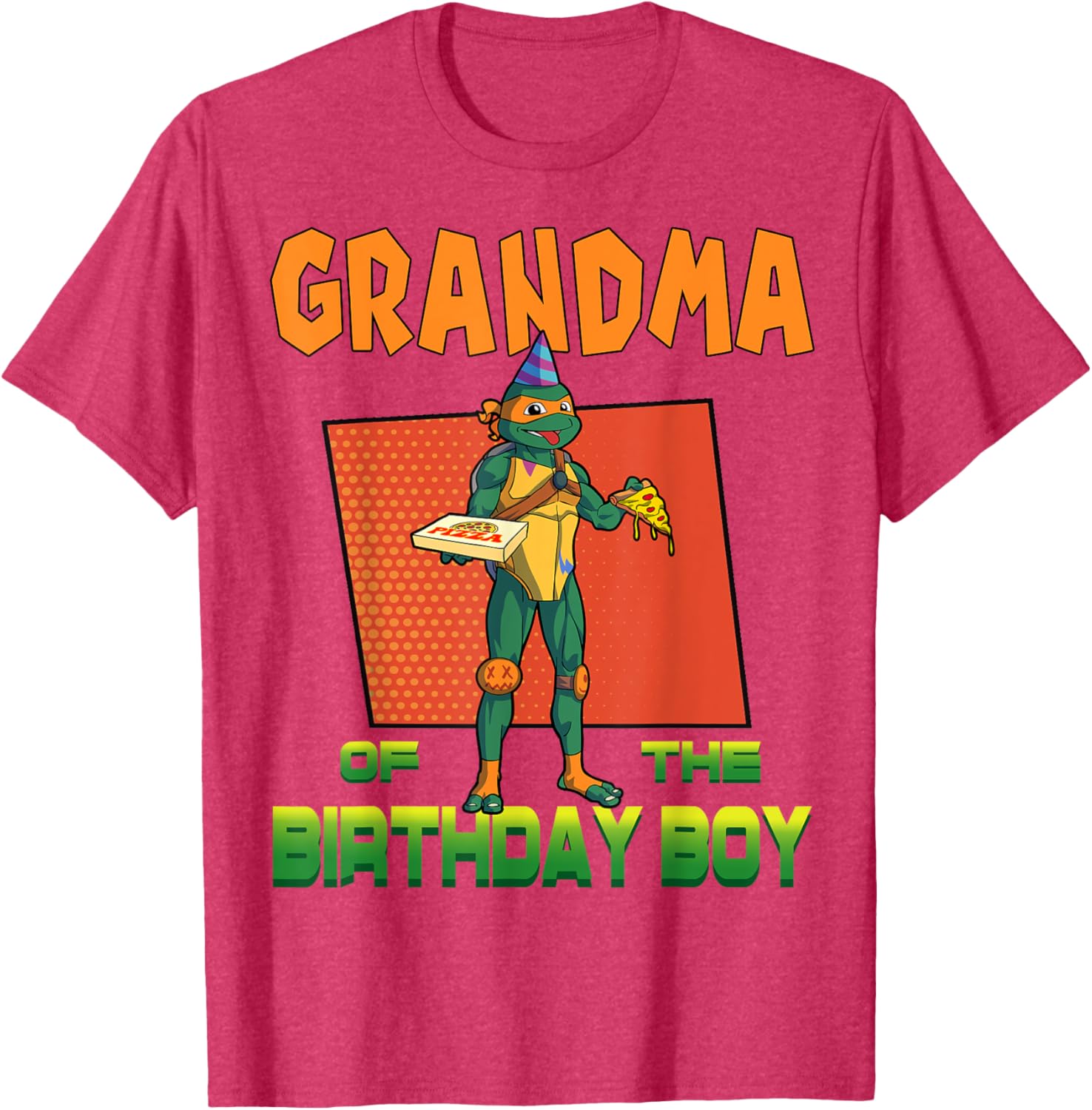 Mademark TMNT Mikey Grandma Birthday Boy Pizza Party T-Shirt for Kids - 1