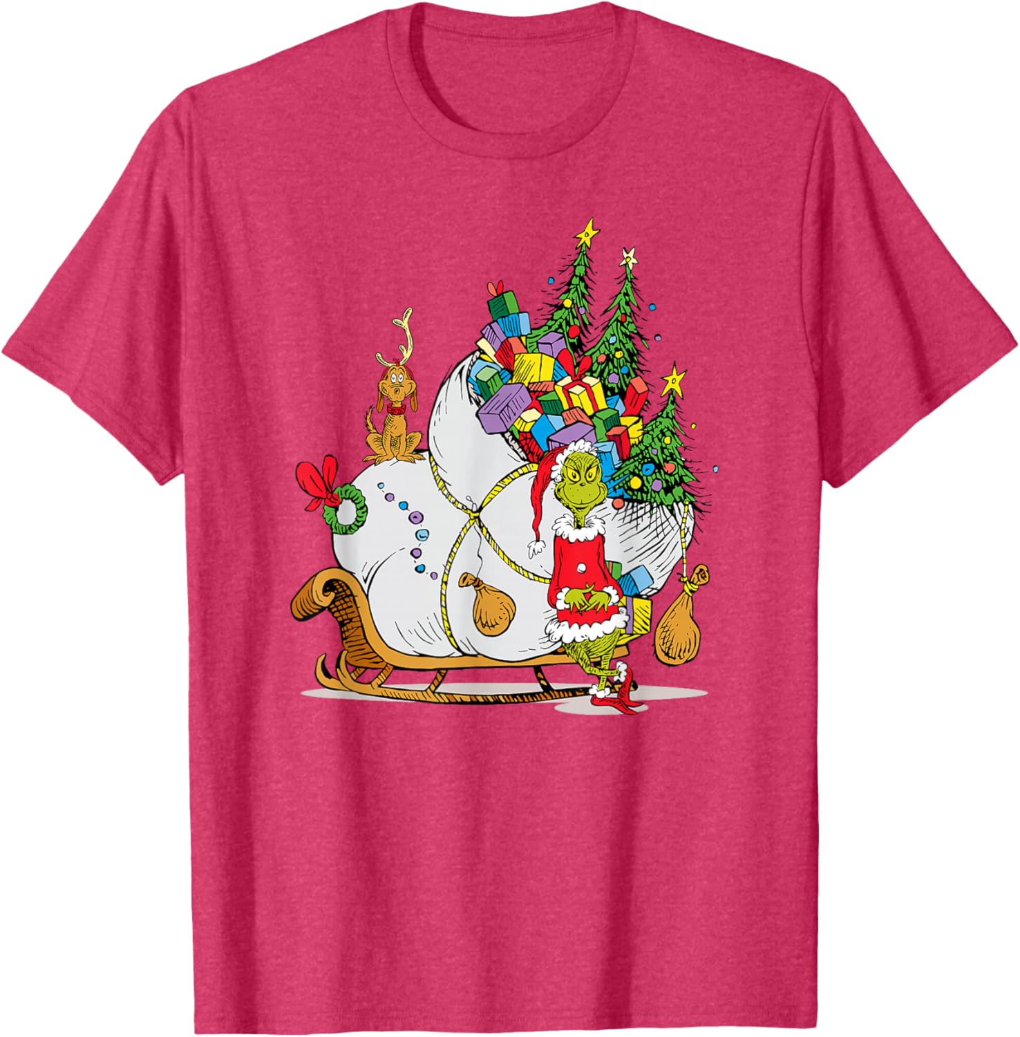 Dr. Seuss Grinch Sleigh T-Shirt - Fun Christmas Apparel for Everyone - 11