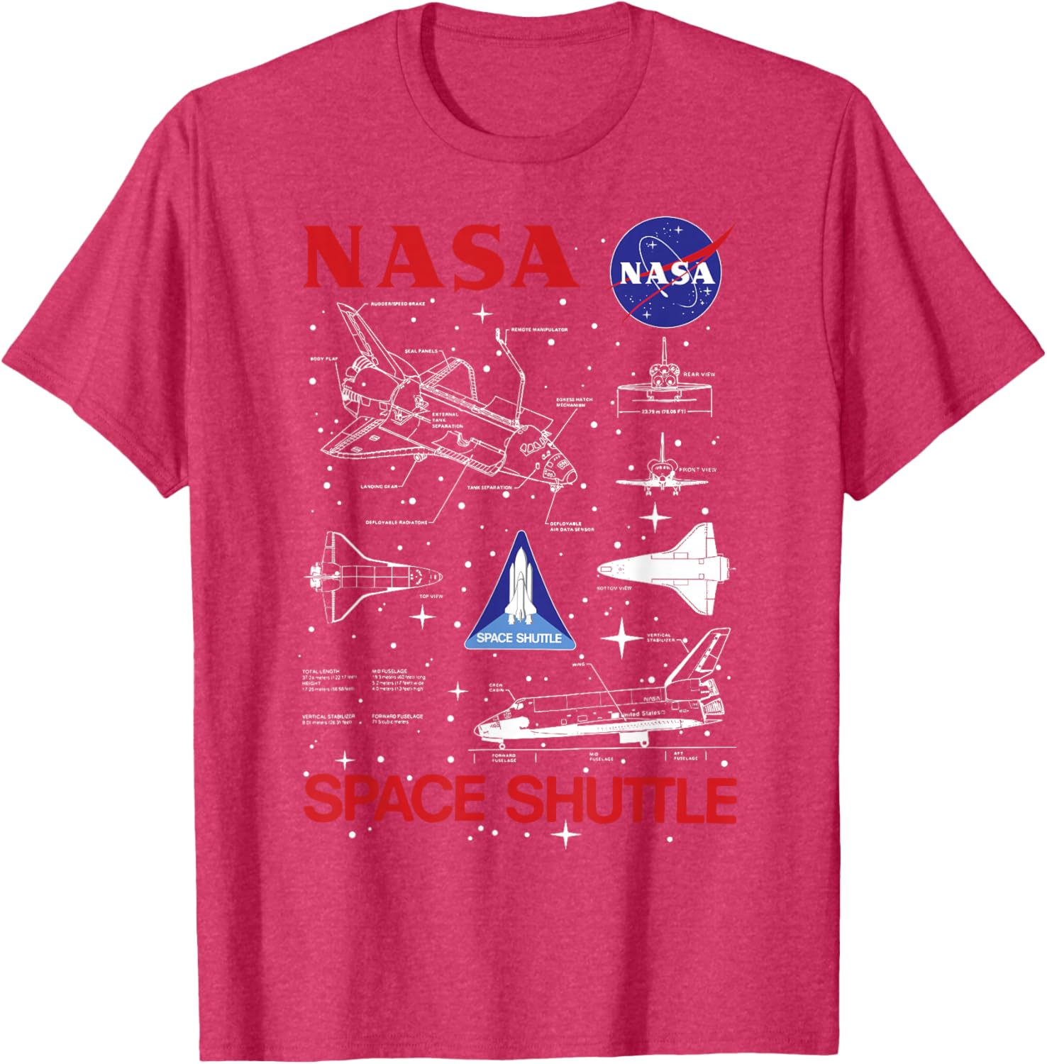 NASA Space Shuttle Blueprint T-Shirt for Space Enthusiasts and Fans - 12