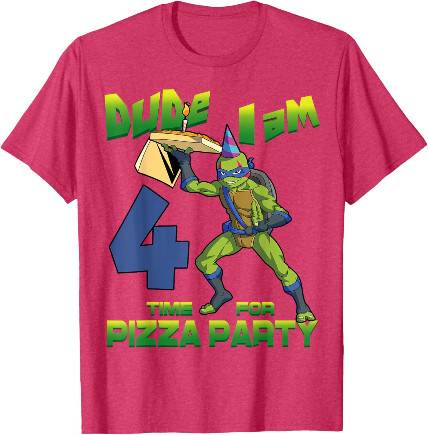 TMNT Leo Pizza Birthday Party T-Shirt for 4 Year Olds - Fun Design - 7