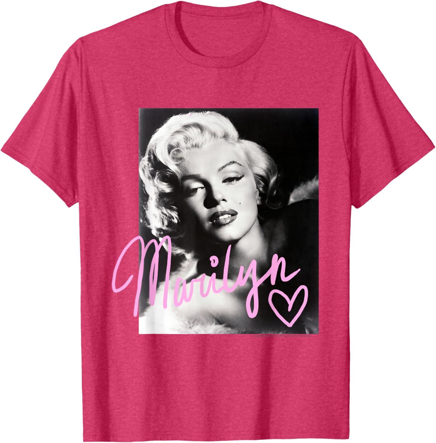 Marilyn Monroe Black and White T-Shirt with Pink Handwriting Design - 1