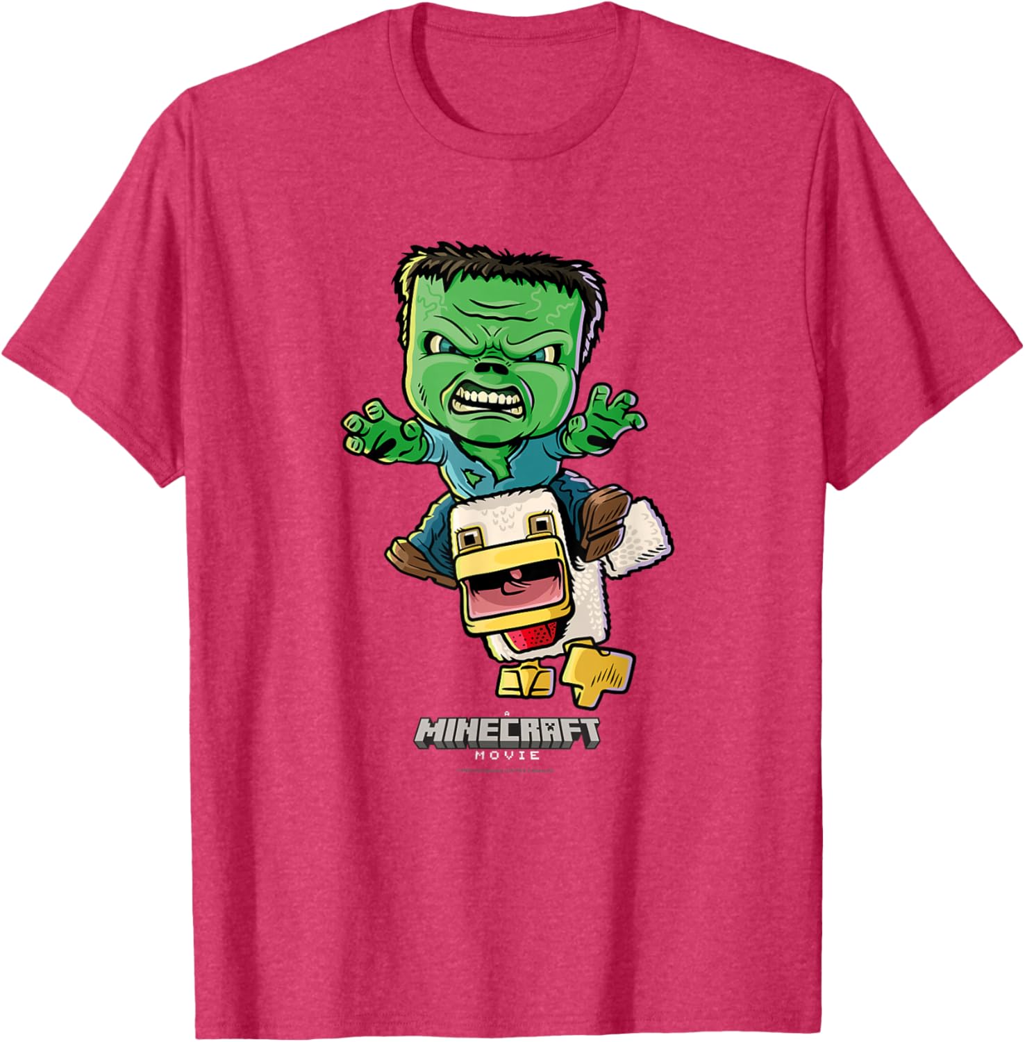 Minecraft Chicken Jockey Baby Zombie Animated T-Shirt for Kids and Fans - 11
