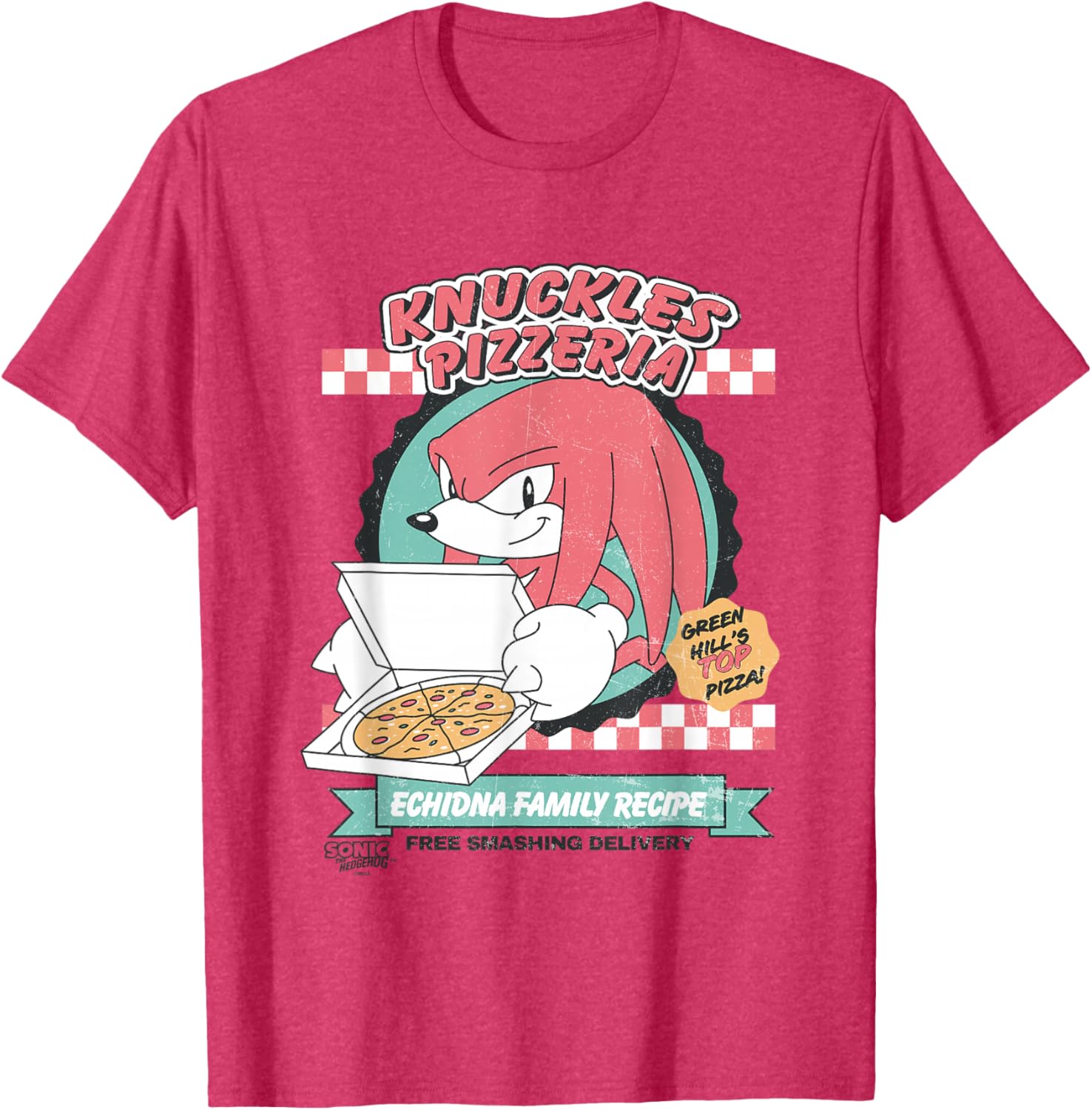 Sonic the Hedgehog Knuckles Retro Pizzeria Ad T-Shirt for Fans - 11