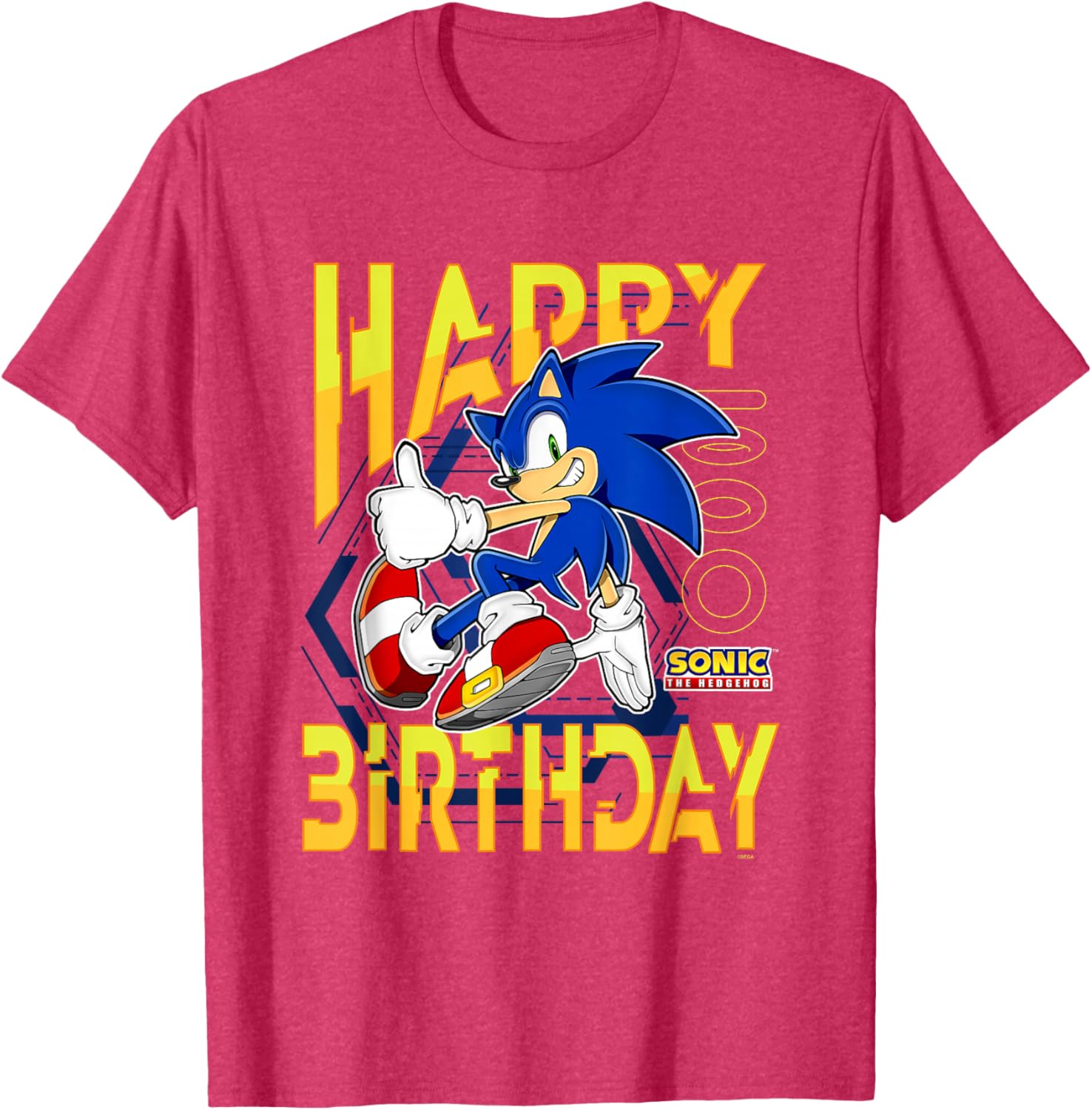 Sonic The Hedgehog Birthday T-Shirt with Thumbs Up Logo for Kids - 8