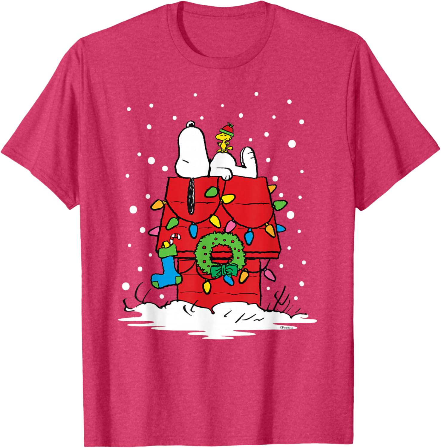 Peanuts Snoopy Woodstock Holiday Stocking T-Shirt for Festive Fun - 12