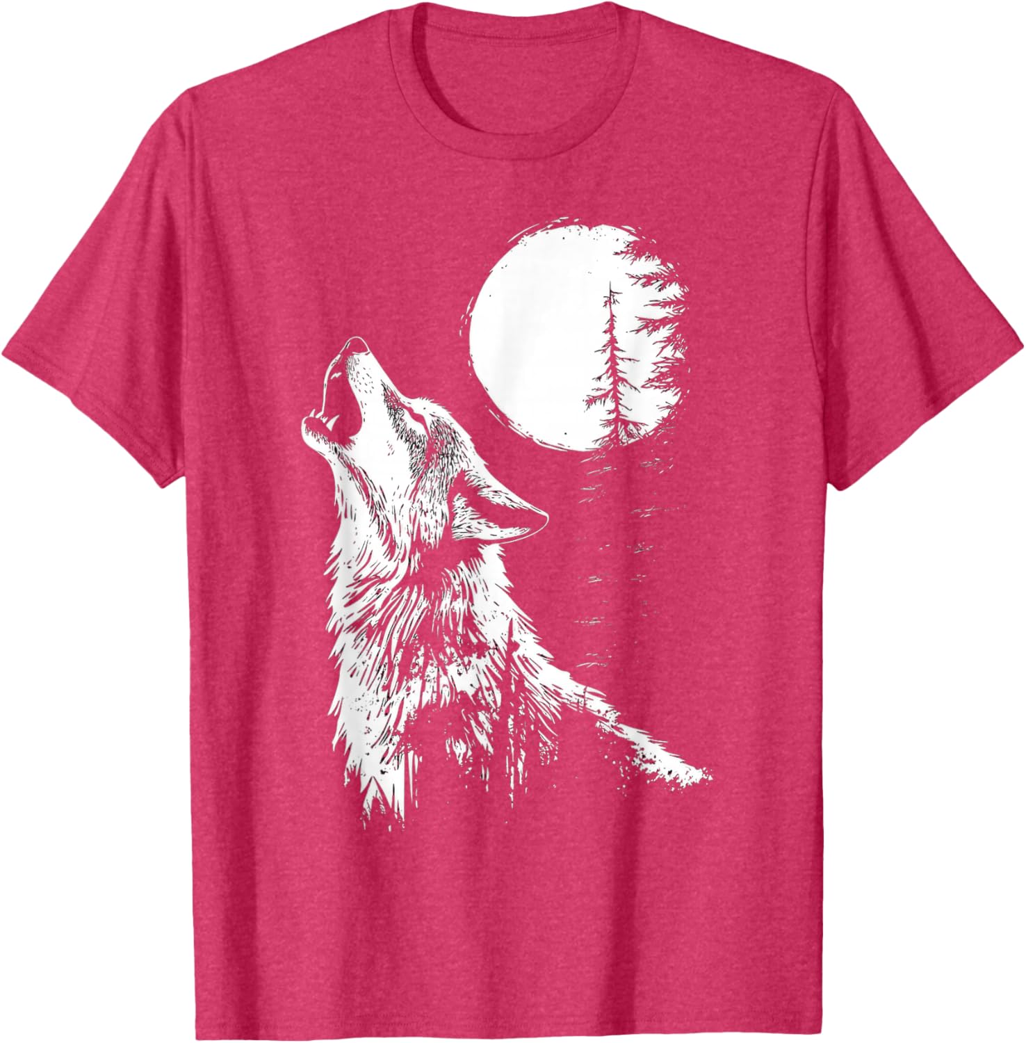 Howling Wolf Graphic Tee Moon Forest Nature Wildlife T-Shirt - 16