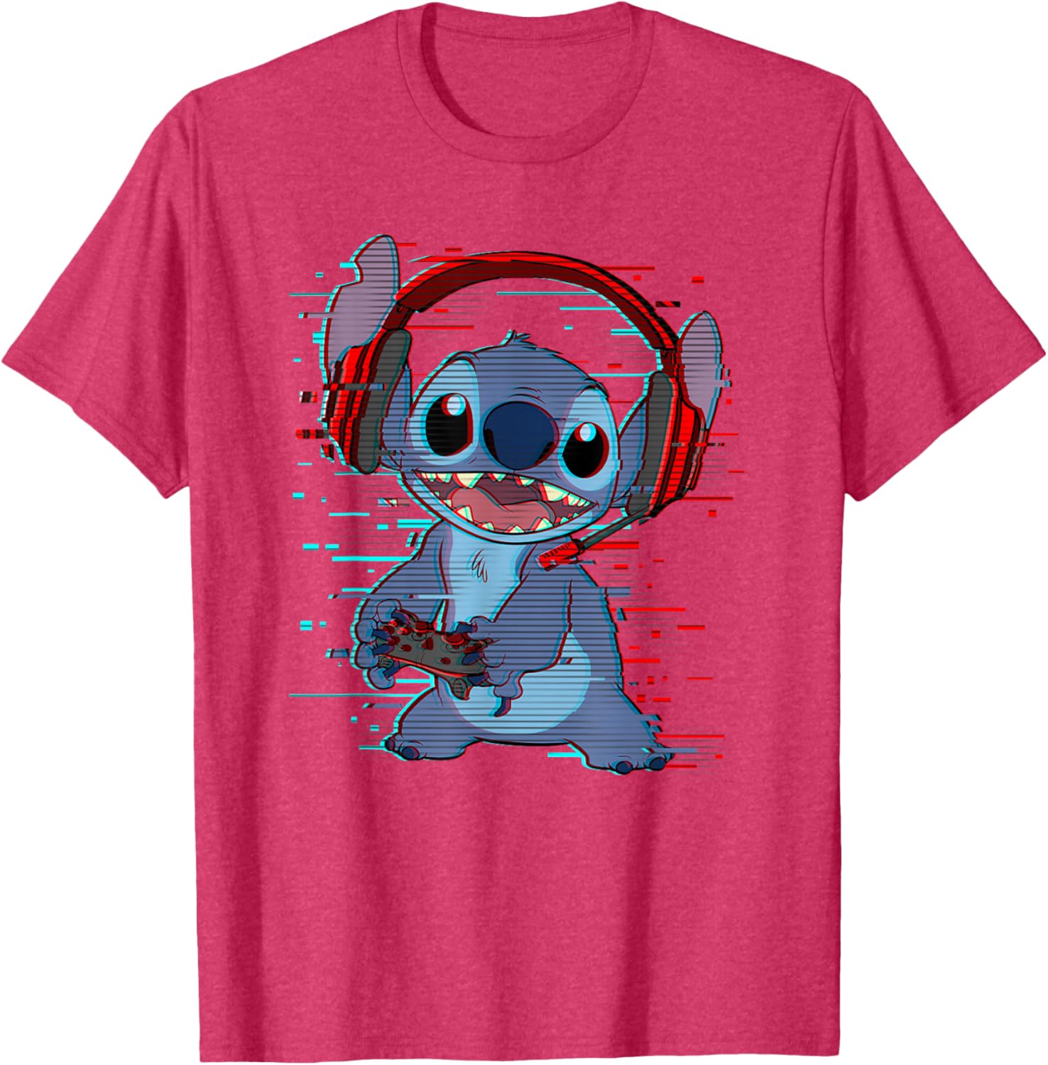 Disney Lilo and Stitch Gamer Glitch Headset and Controller T-Shirt - 6