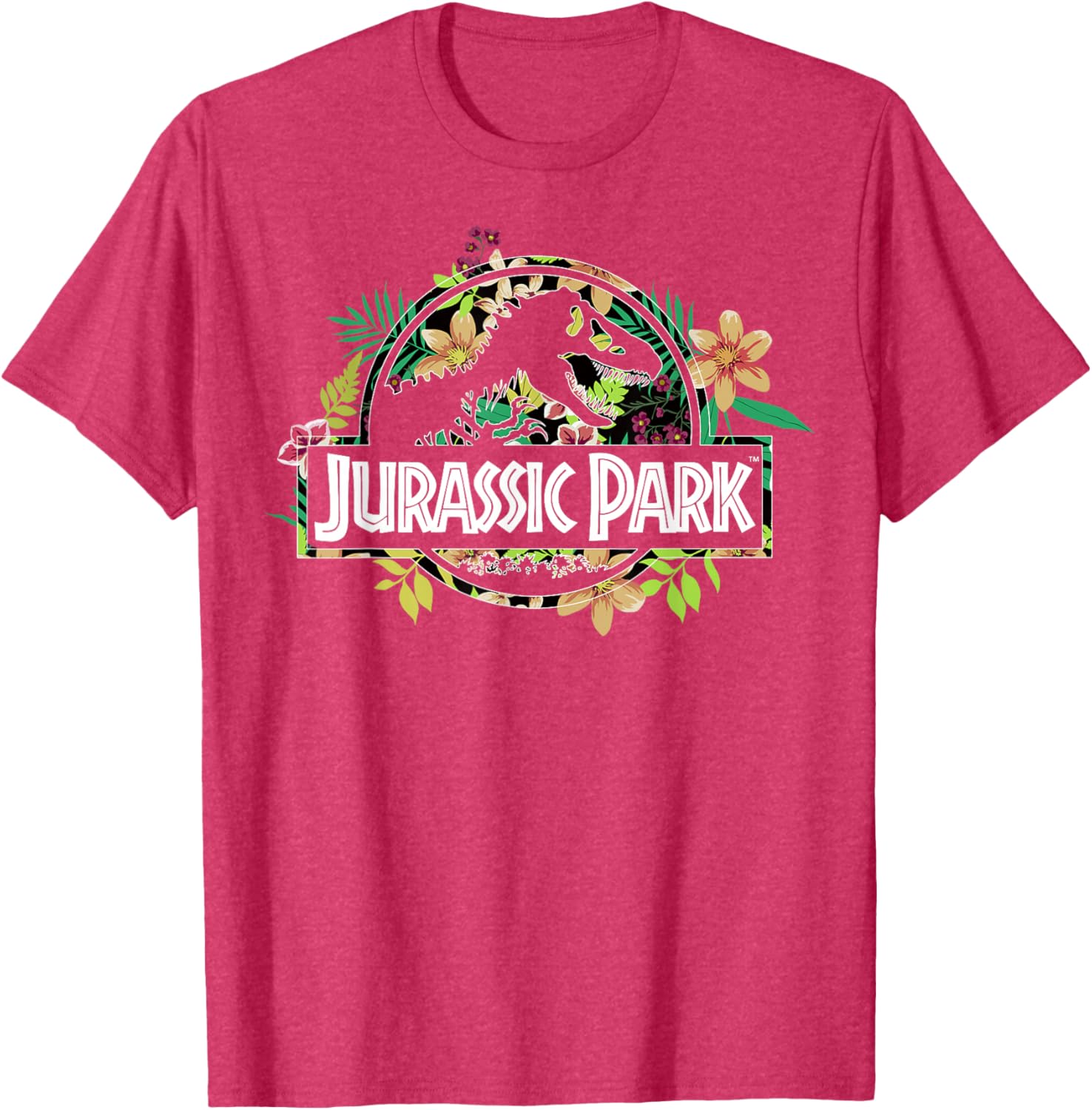 Jurassic Park Tropical Floral Fossil Logo Graphic T-Shirt for Men and Women - 2