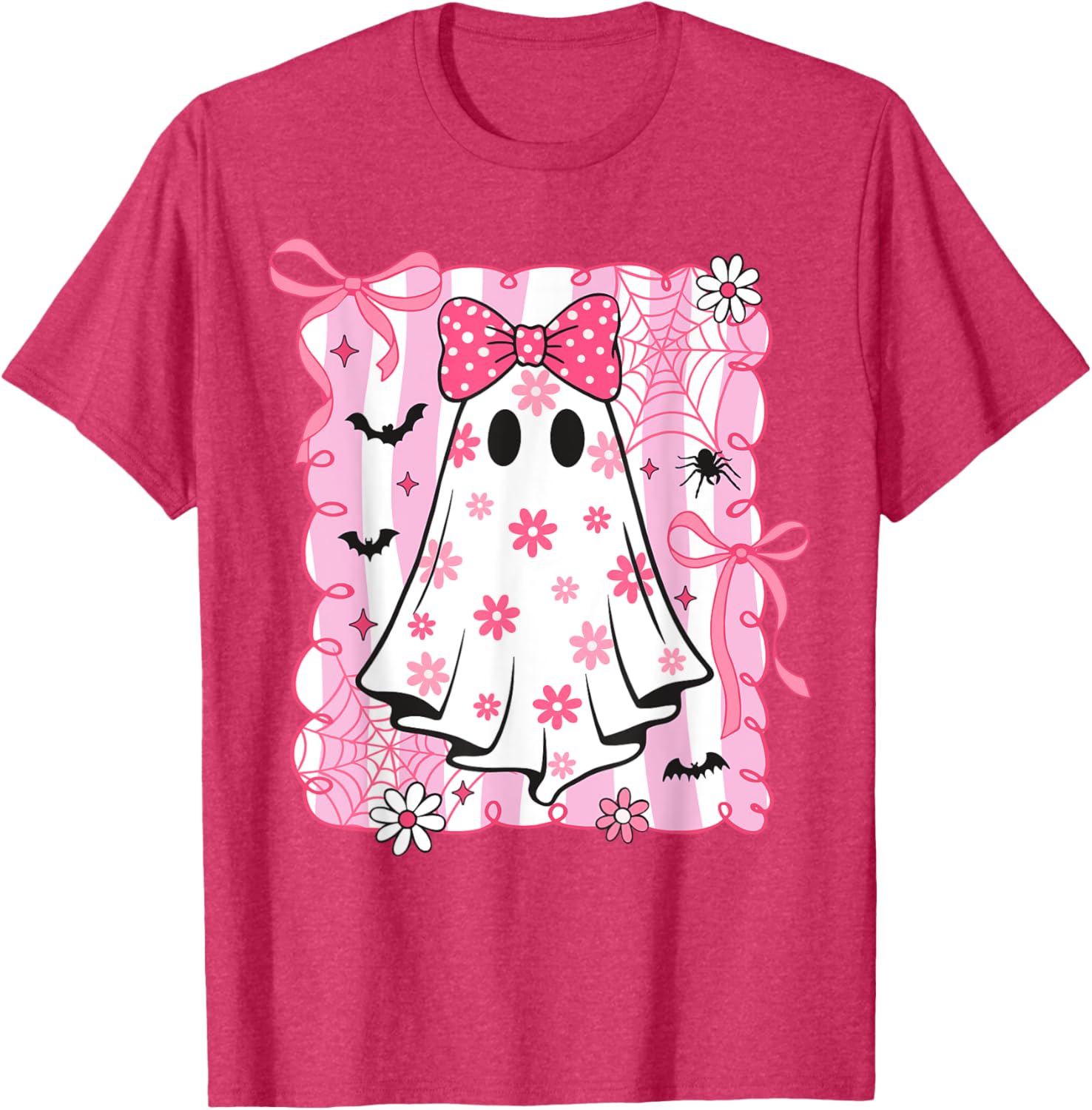 Spooky Vibes Pink Ghost T-Shirt for Women and Kids - Perfect Halloween Style - 2
