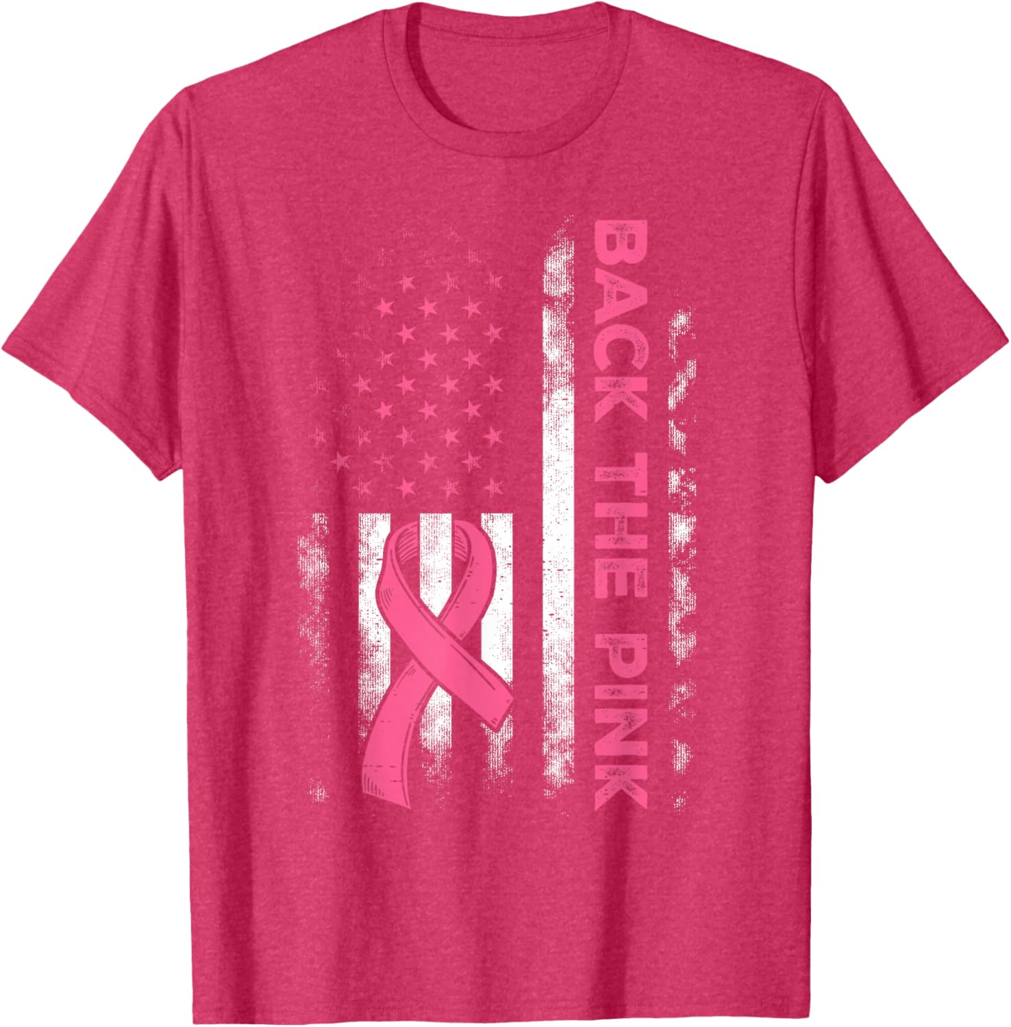 Back The Pink US Flag Breast Cancer Awareness T-Shirt for All Ages - 4