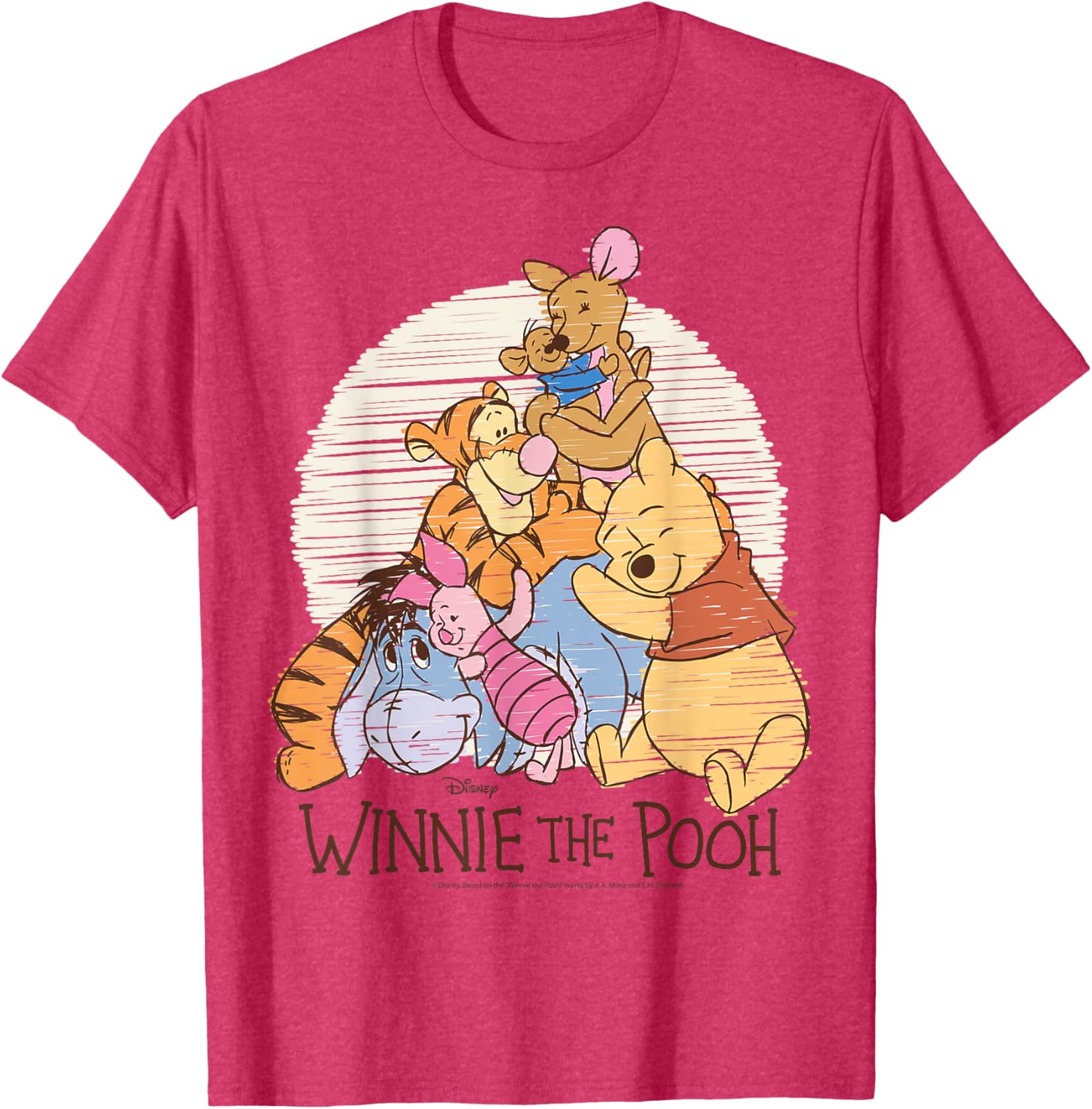 Winnie The Pooh Characters Hug T-Shirt for Kids and Adults Fun Wear - 2