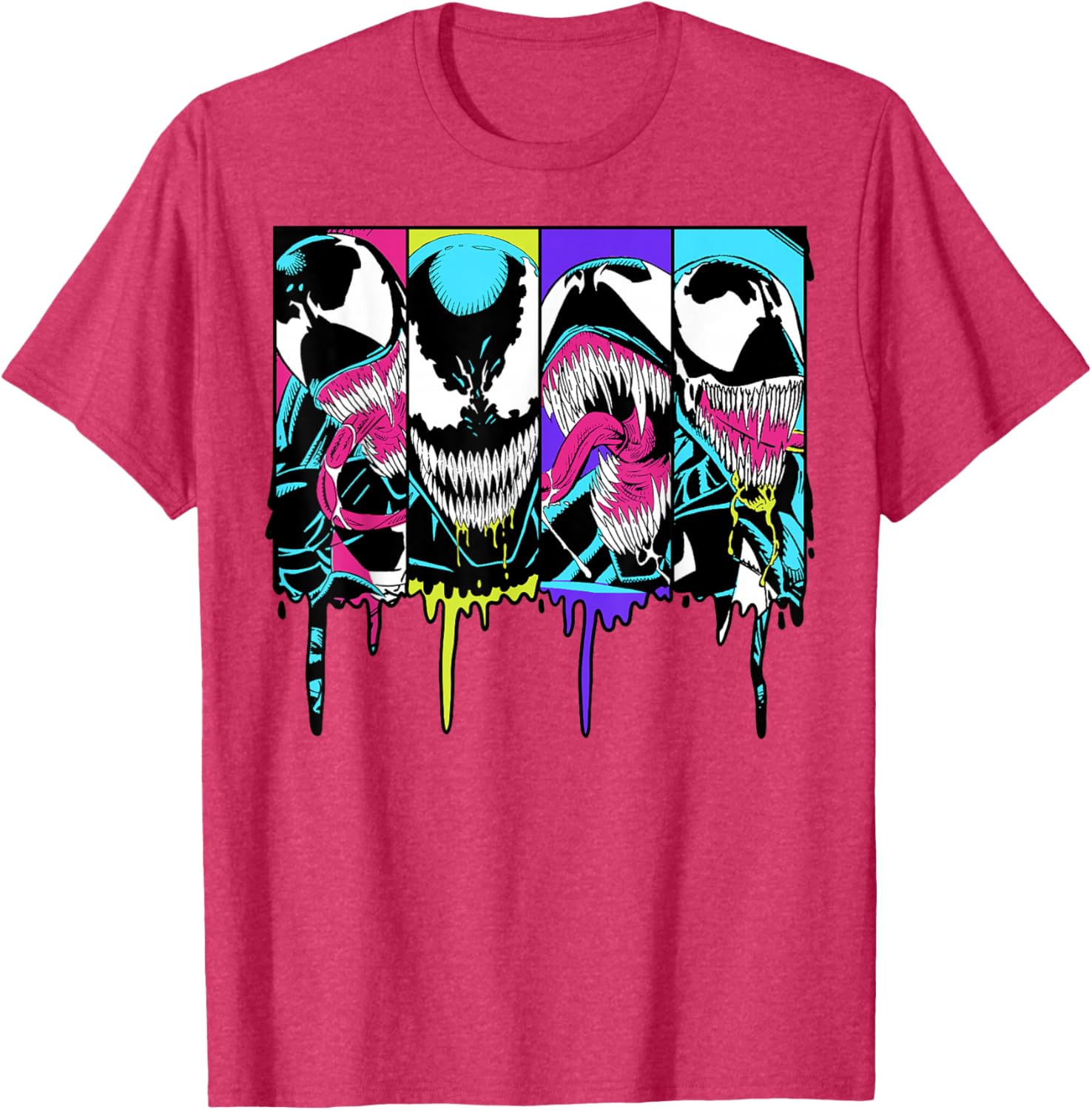 Colorful Marvel Venom Dripping Comic Panel T-Shirt for Fans and Collectors - 1