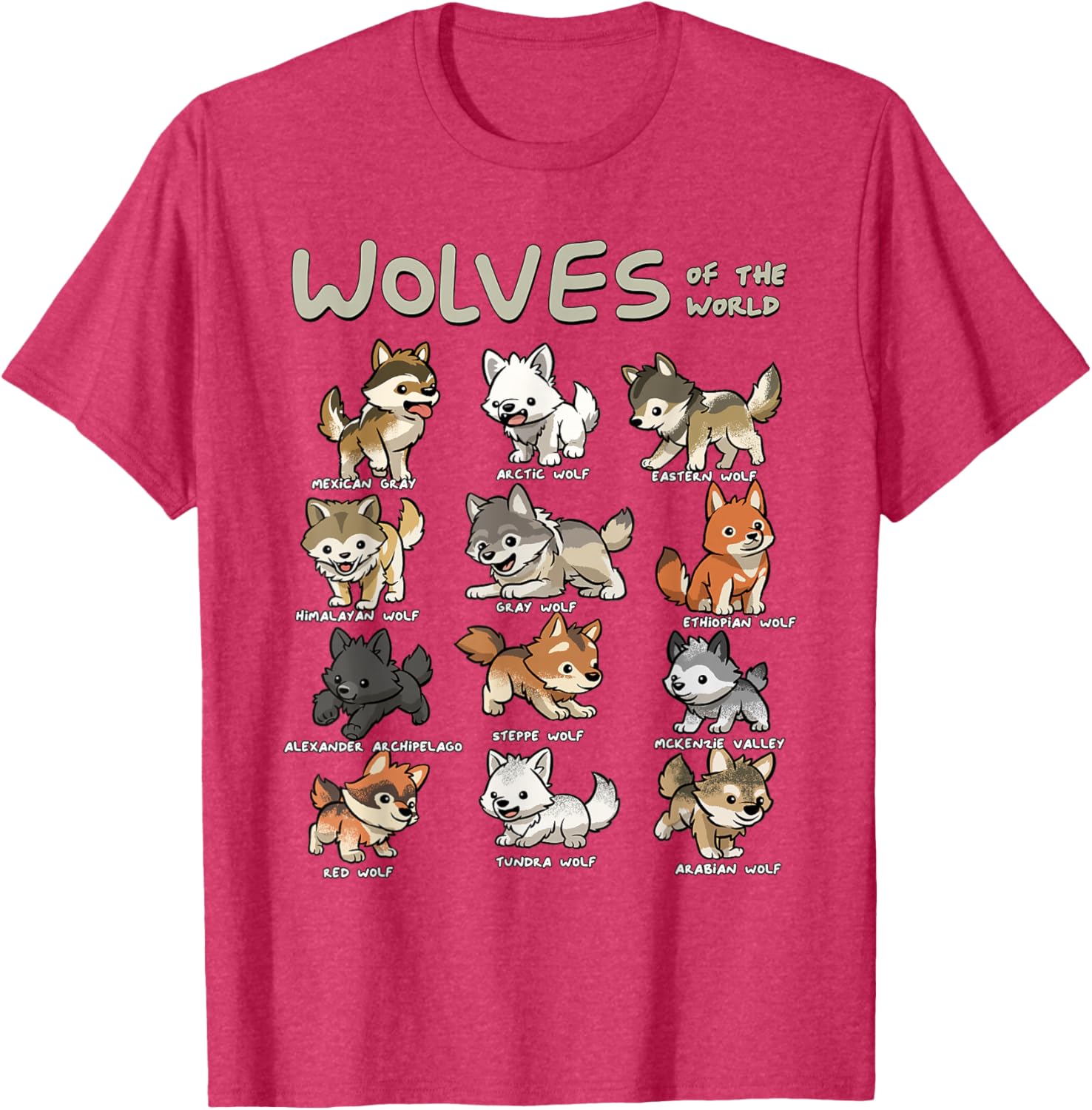 Charming Chibi Wolf T-Shirt for Animal Lovers - Cute Wolves Design - 15
