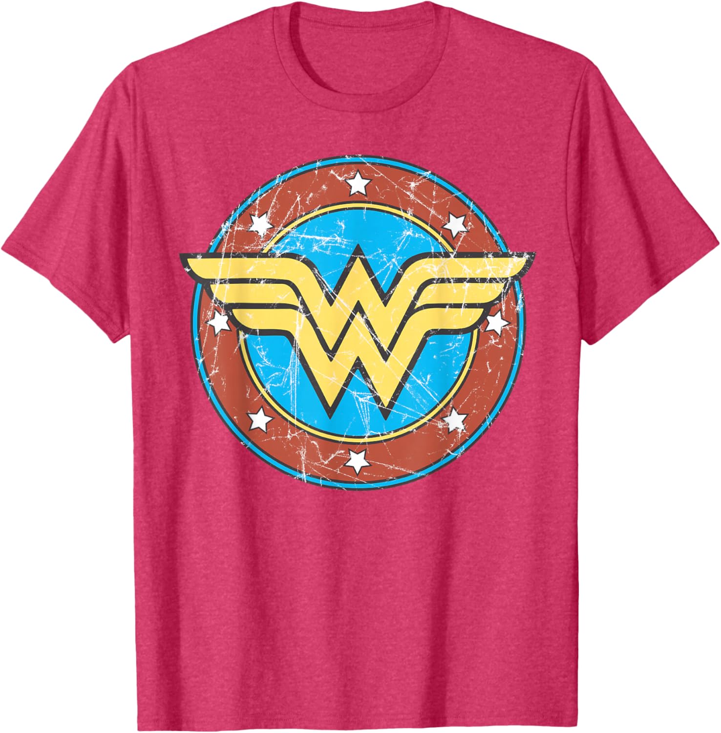 DC Wonder Woman Distressed Logo Circle T-Shirt for Superhero Fans - 5