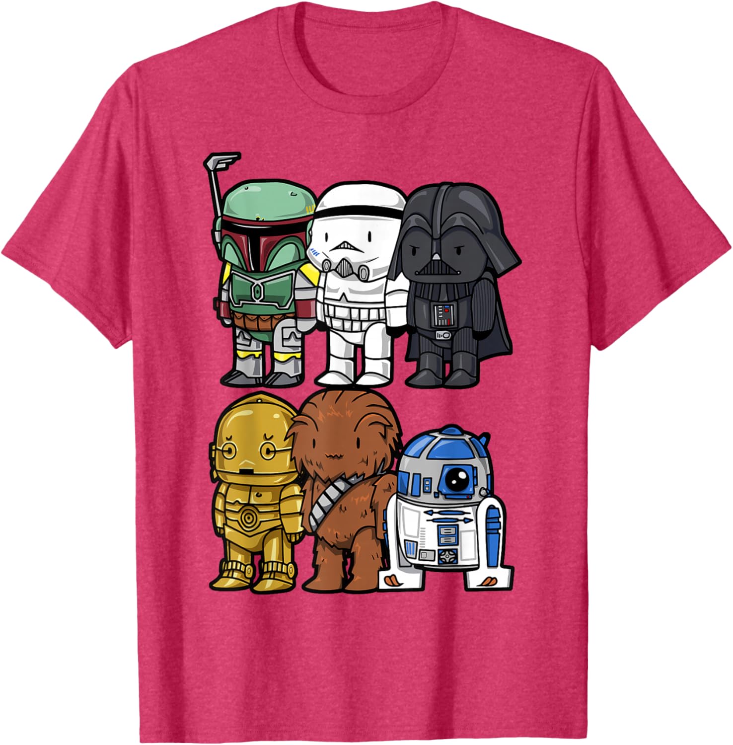 Star Wars Chibi Graphic T-Shirt featuring Boba Fett, Vader, Chewie & Trooper - 5