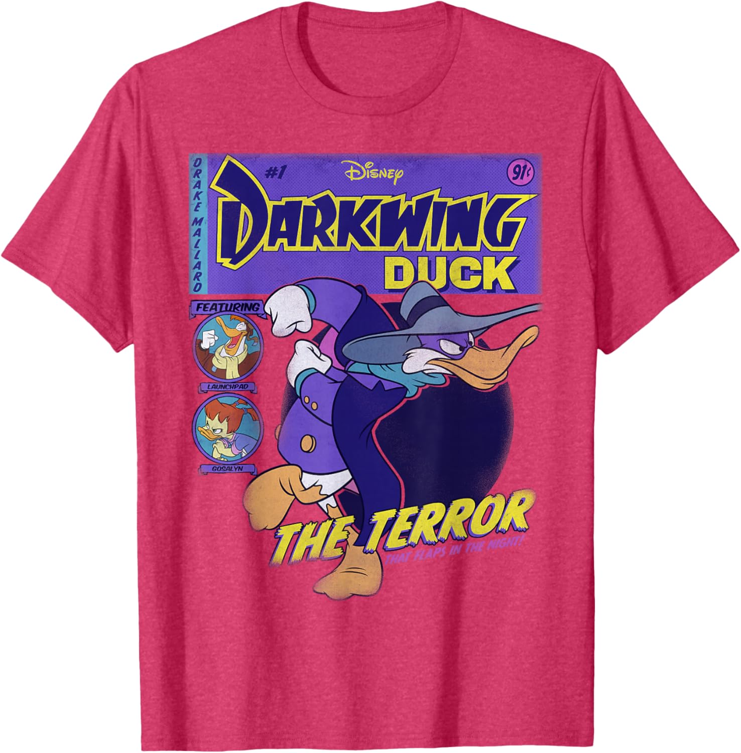 Disney Darkwing Duck Black T-Shirt for Adults Classic Fit Crew Neck - 6