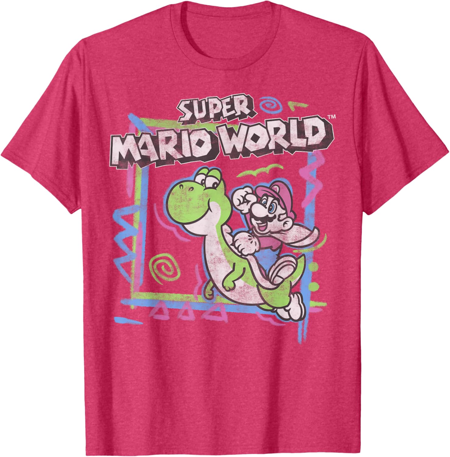Retro Super Mario World Neon Yoshi Ride T-Shirt for Gamers and Fans - 10