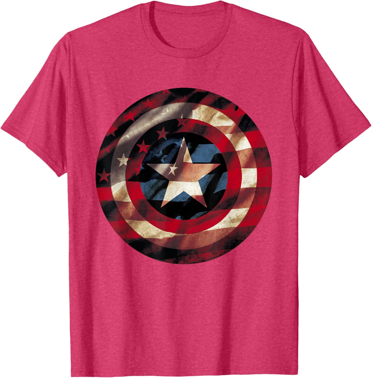 Captain America Graphic T-Shirt with Flag Fill Shield Design for Fans - 11