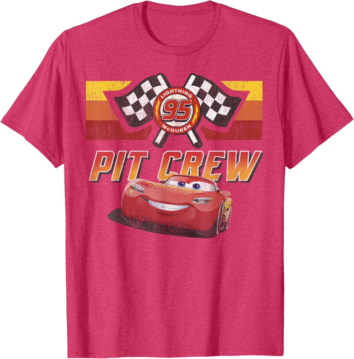 Disney Pixar Cars McQueen Red Distressed T-Shirt for Kids and Adults - 10