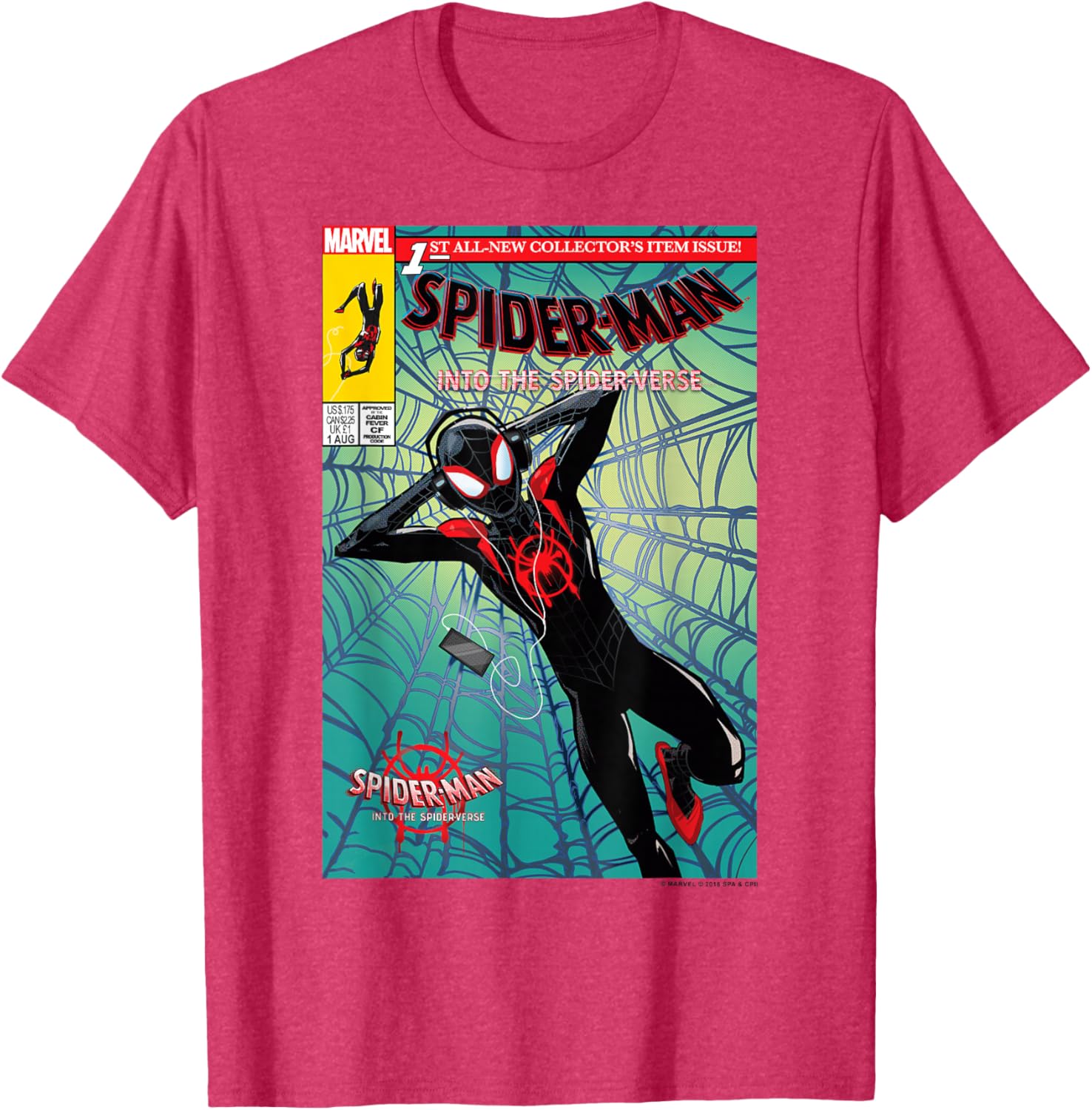 Classic Marvel Spider-Man Crew Neck T-Shirt Black 100% Cotton for Fans - 6