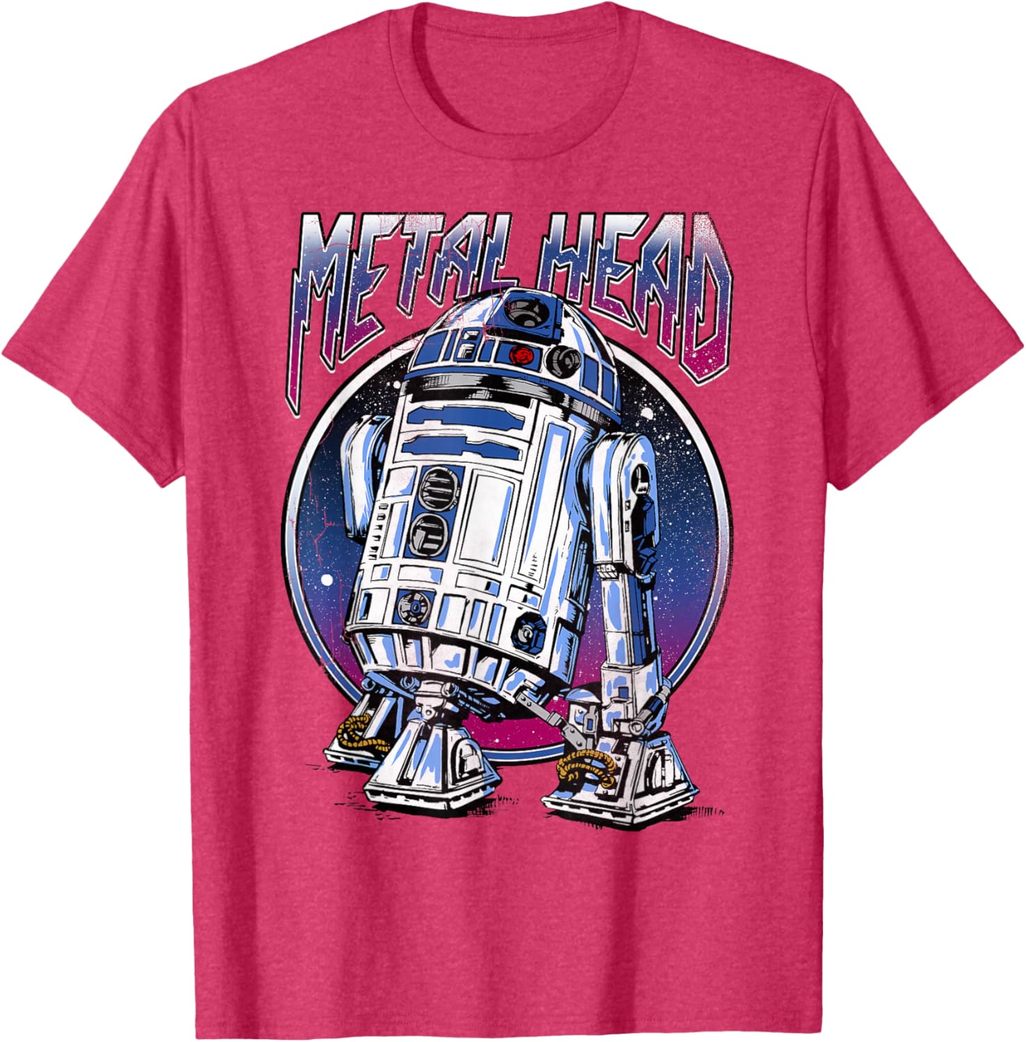 Vintage Star Wars R2D2 Metal Head T-Shirt for Disney Fans - 4