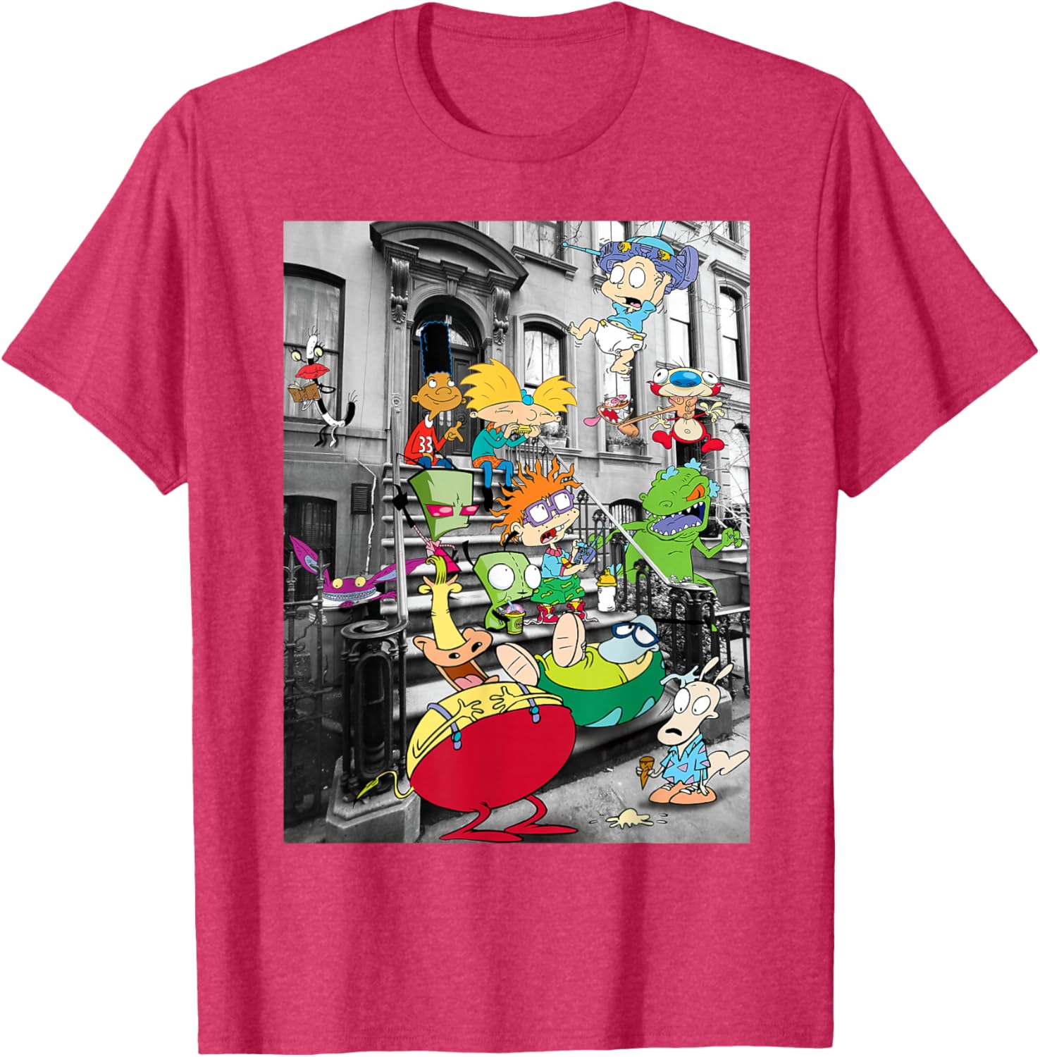 Nickelodeon Classic Nicktoons Hanging On Stoop T-Shirt for Fans - 3