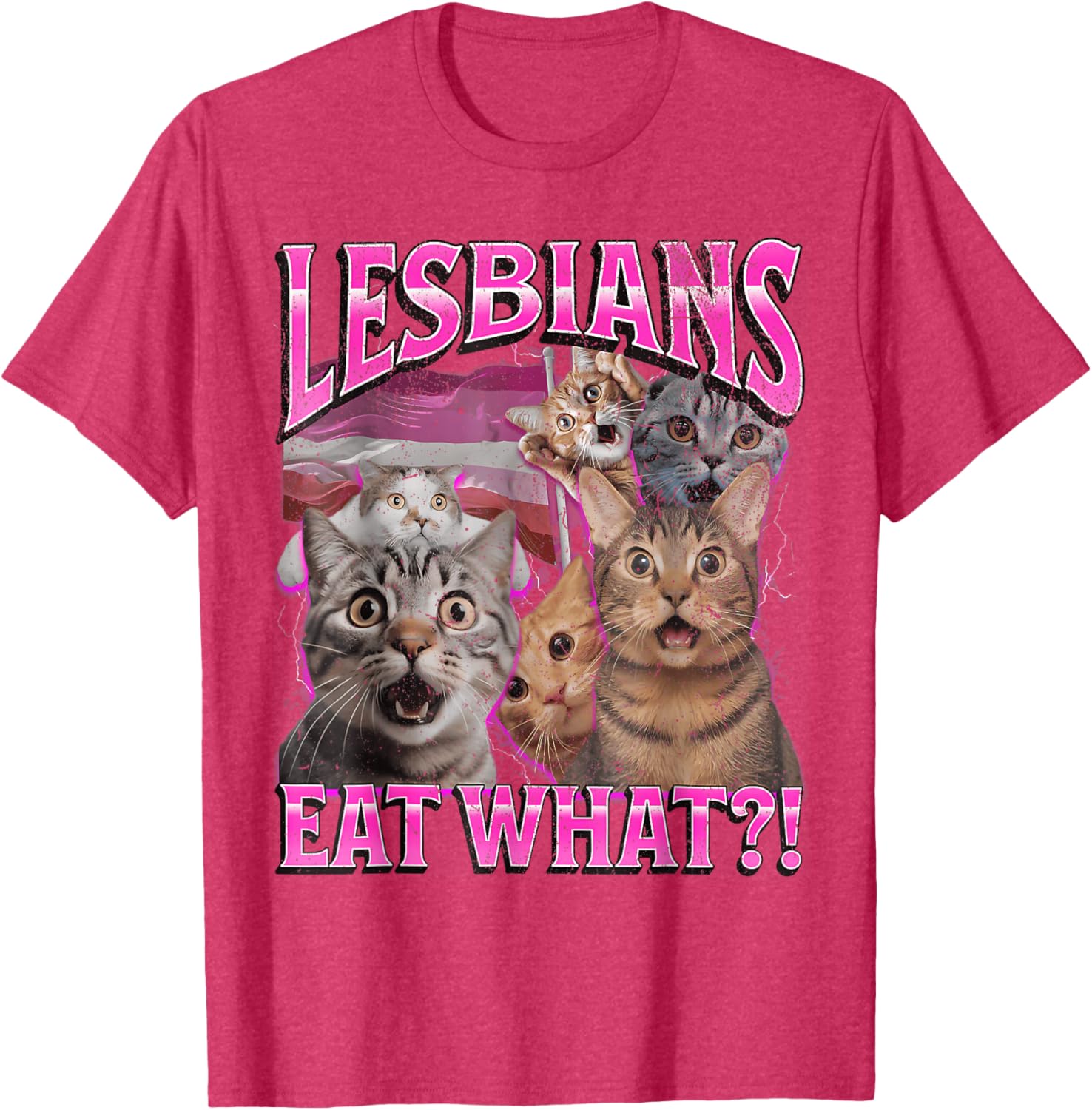 Funny Cat LGBTQ Pride T-Shirt with Lesbians Eat What Pun - Great Gift! - 9
