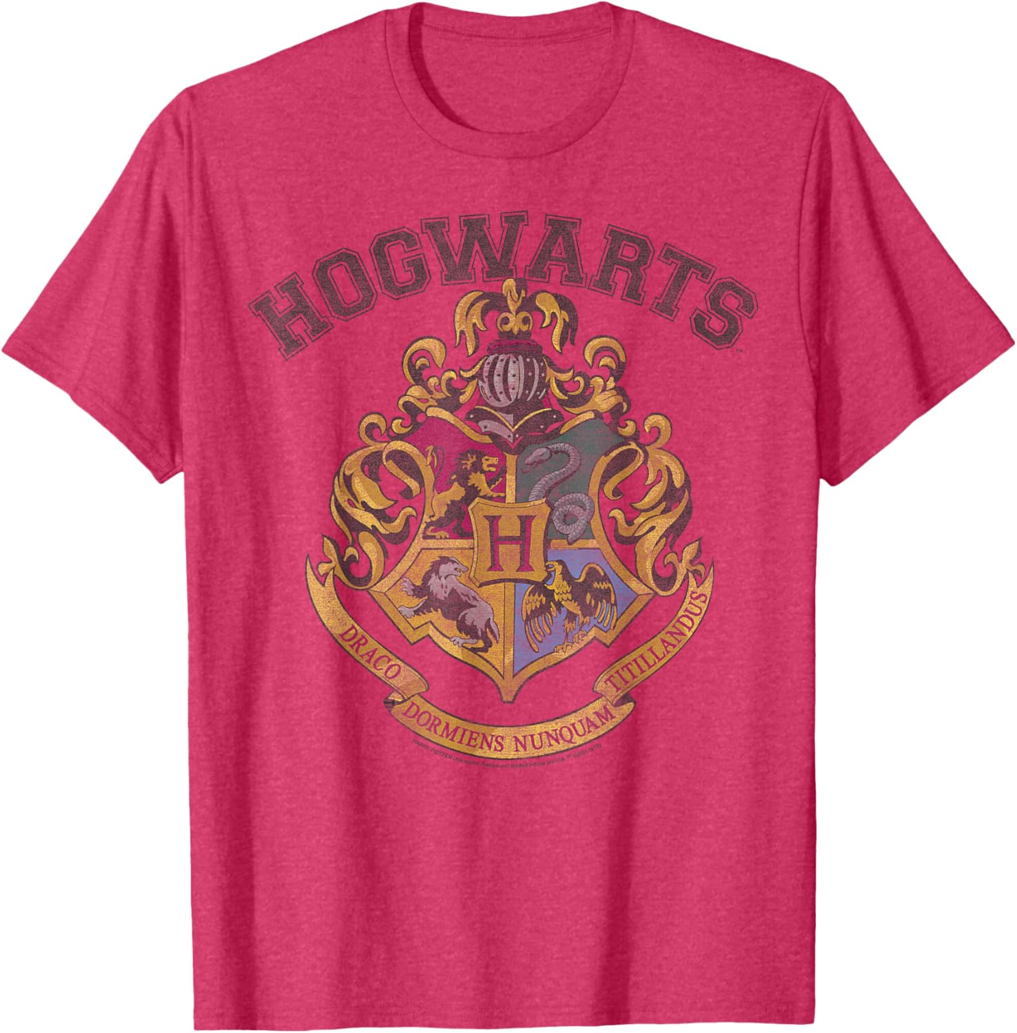 Harry Potter Hogwarts Vintage Crest Short Sleeve T-Shirt for Fans - 1