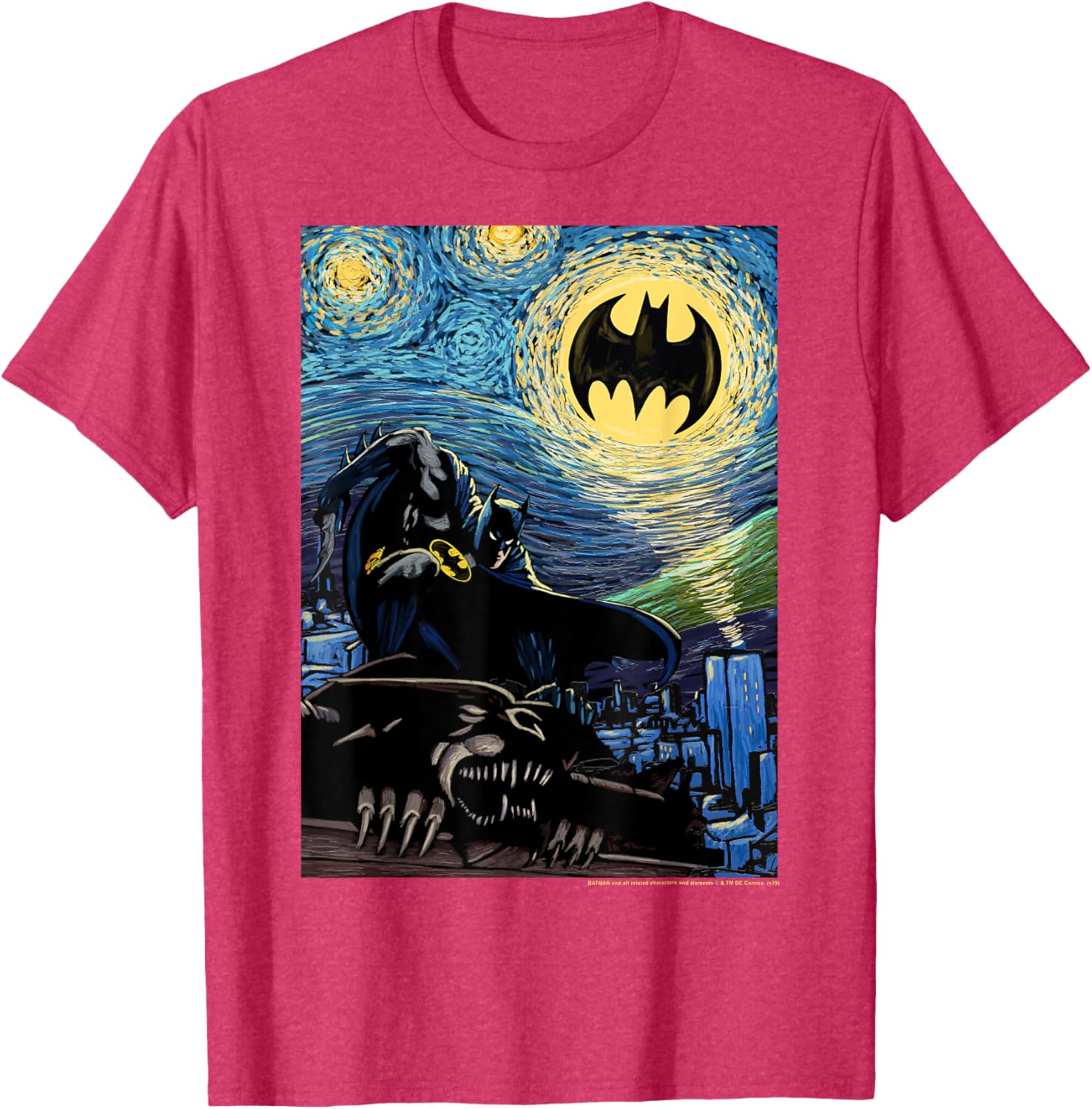 DC Comics Batman Starry Night Style Poster T-Shirt for Fans and Collectors - 5