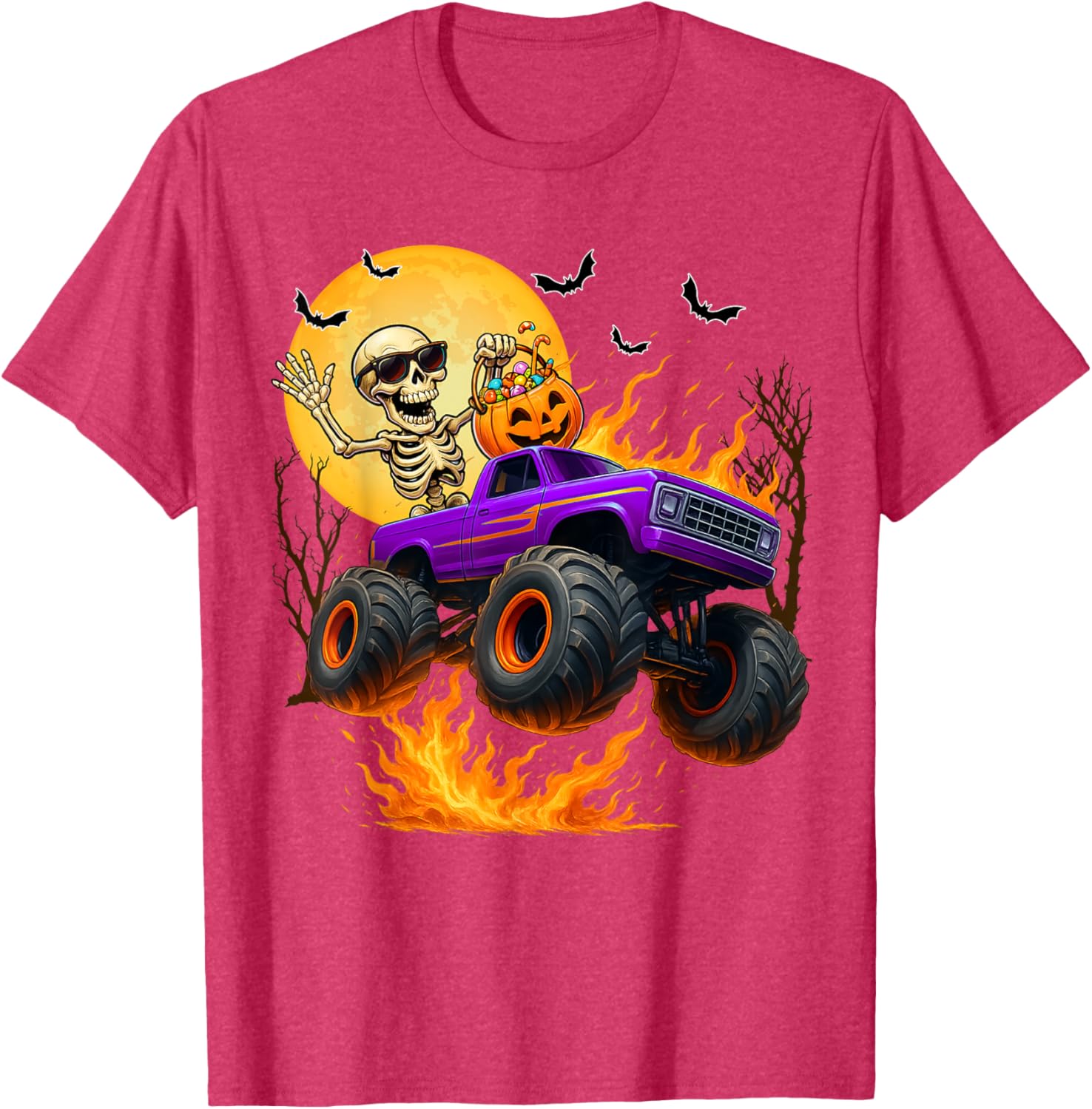 Spooky Skeleton Monster Truck Halloween T-Shirt for Boys Fun Outfit - 17