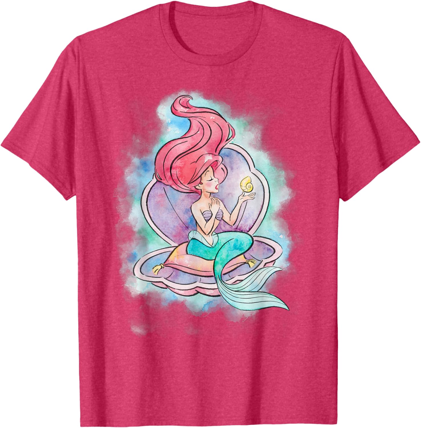 Disney The Little Mermaid Ariel Watercolor Shell T-Shirt for Fans - 4