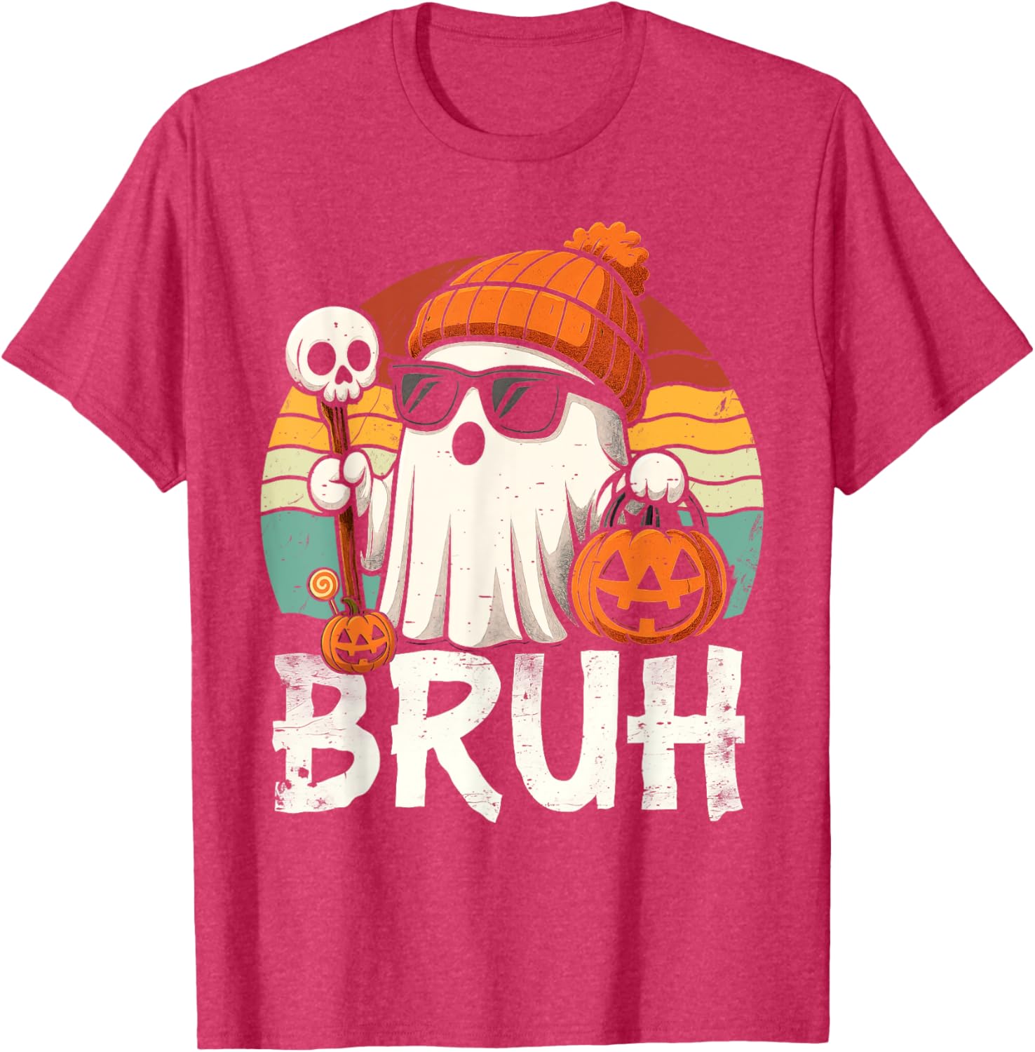 Cute Bruh Ghost Trick or Treat Kids T-Shirt for Halloween Fun - 13