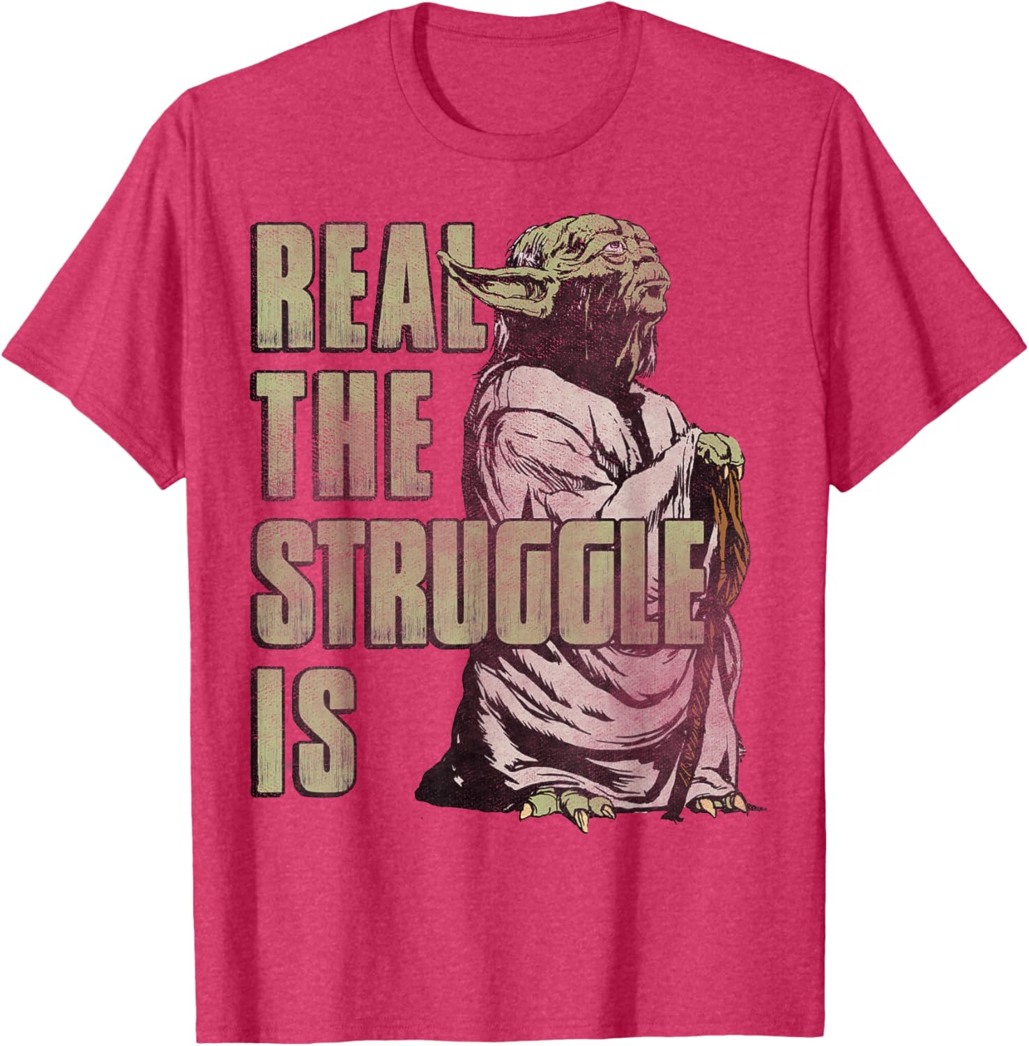 Star Wars Yoda Graphic T-Shirt The Struggle Is Real Fun Apparel - 8
