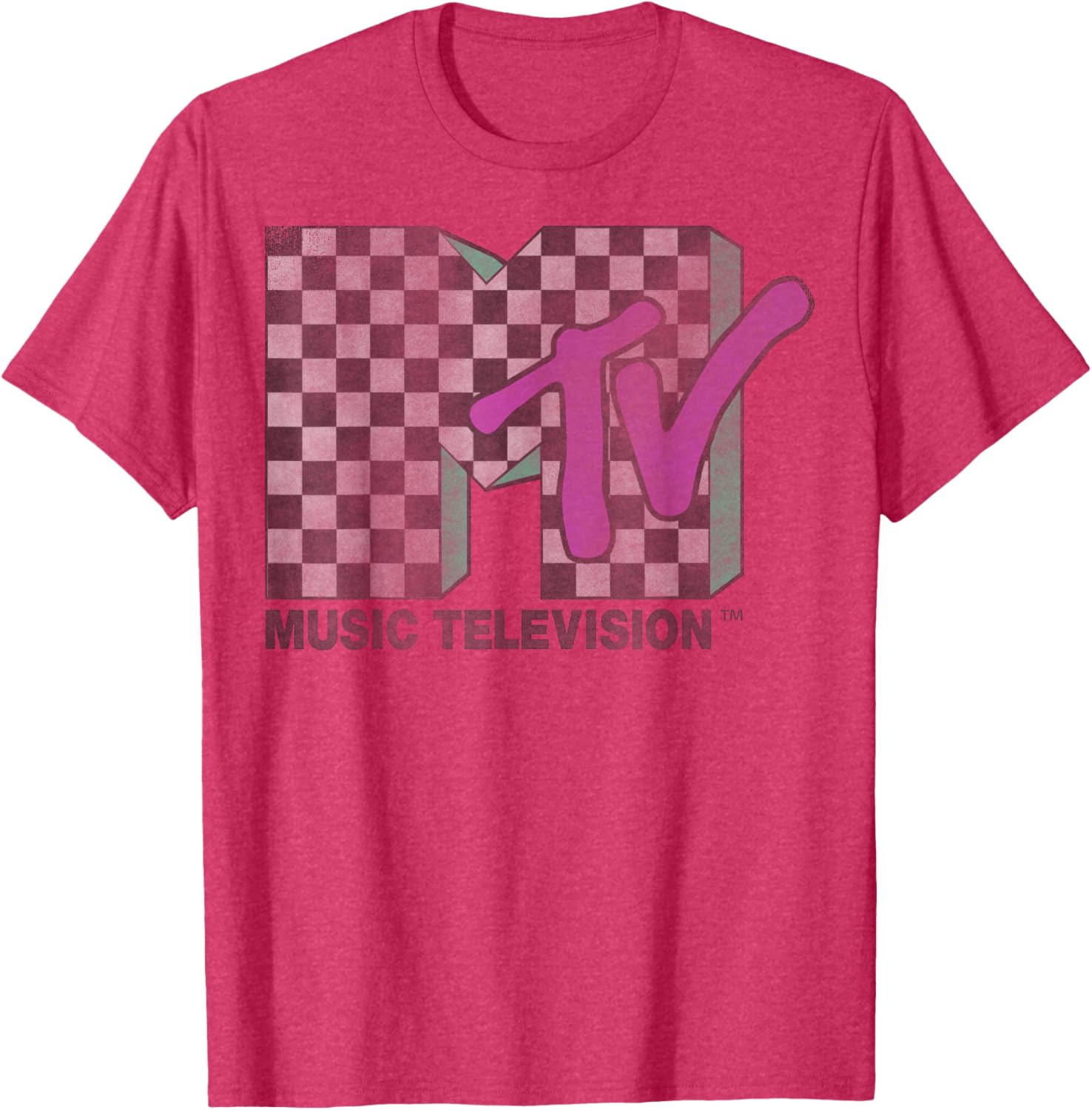 Retro MTV Checkered Distressed Logo Short Sleeve T-Shirt for Trendy Style - 2