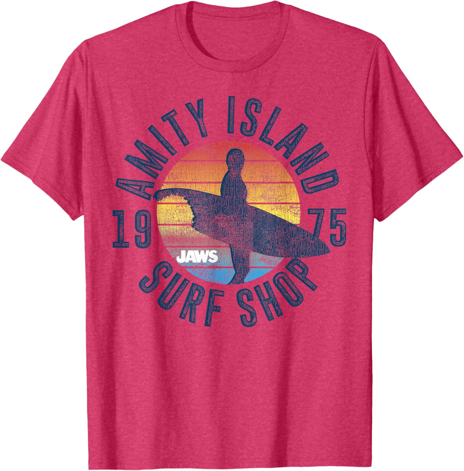 Jaws Amity Island Surfboard T-Shirt for Fans of Classic Movies - 1