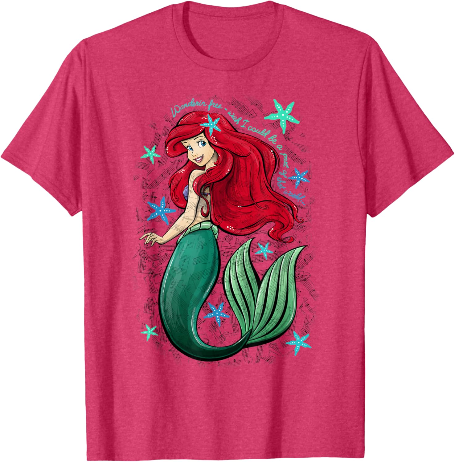 Disney Little Mermaid Ariel Music Notes T-Shirt for Fans of Disney Magic - 8