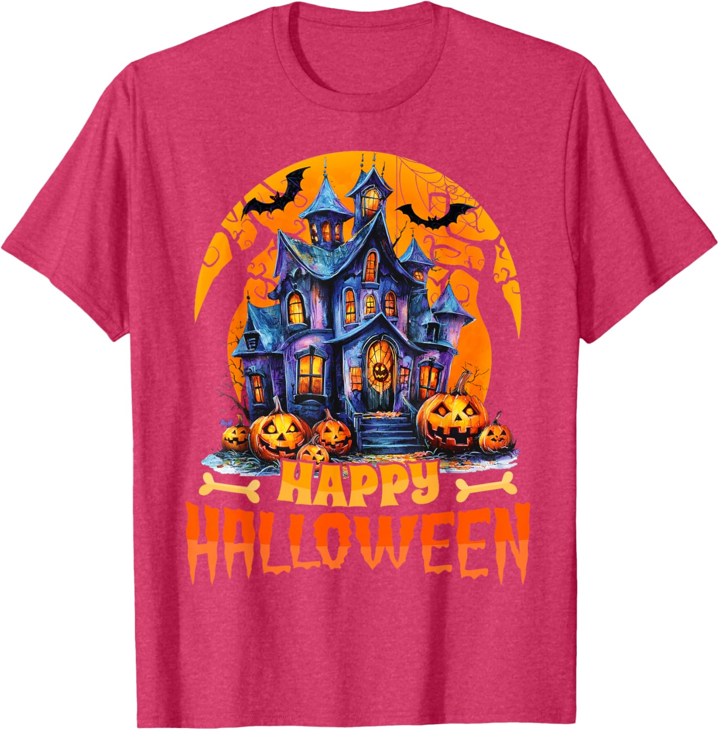 Happy Halloween Haunted House T-Shirt for Men and Women Costume Fun - 4
